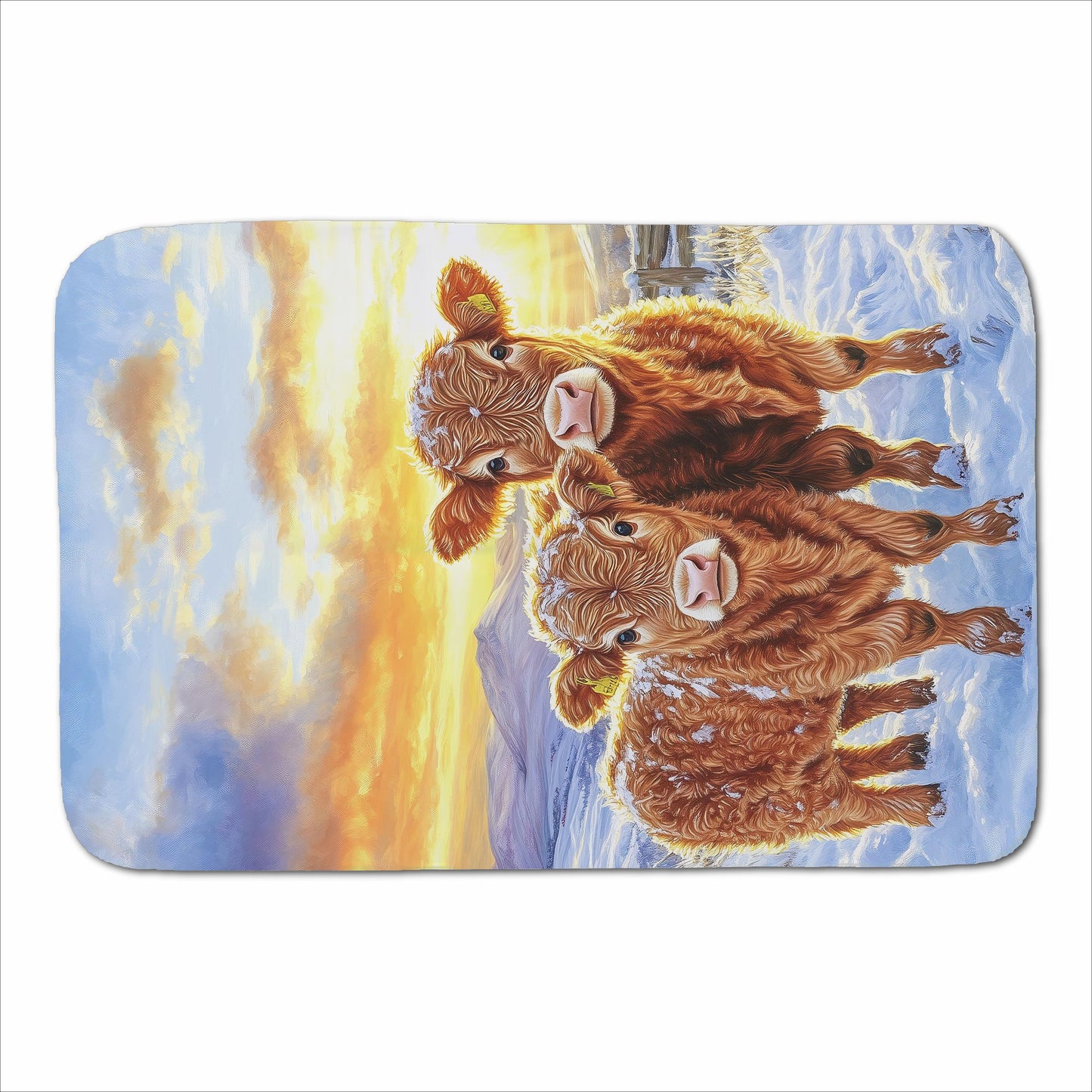 Snowy Baby Highland Cows Sherpa Blanket