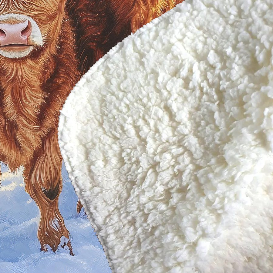 Snowy Baby Highland Cows Sherpa Blanket