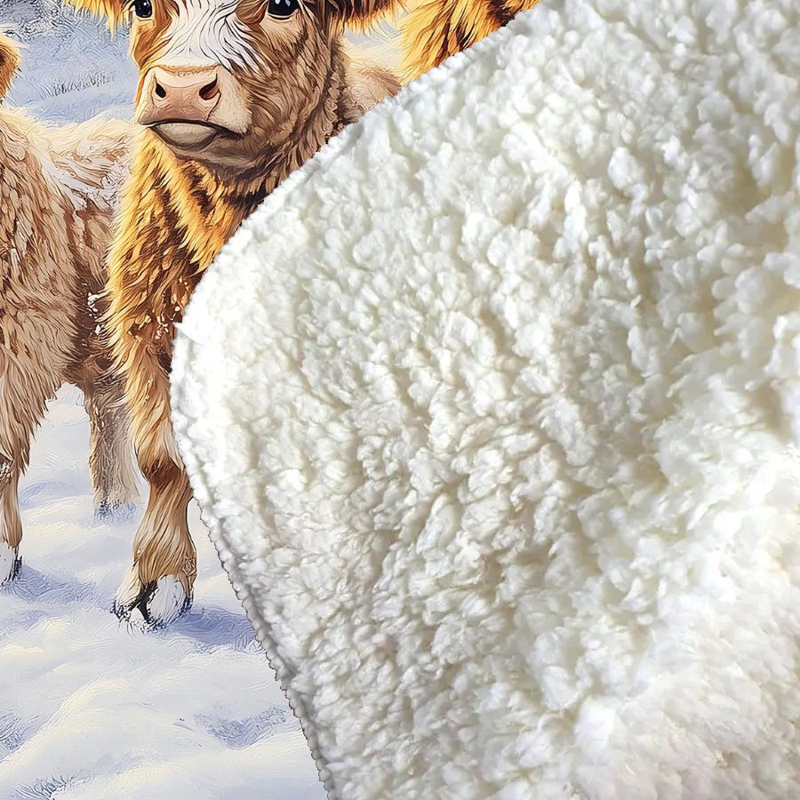 Family Of Highland Cows Sherpa Blanket