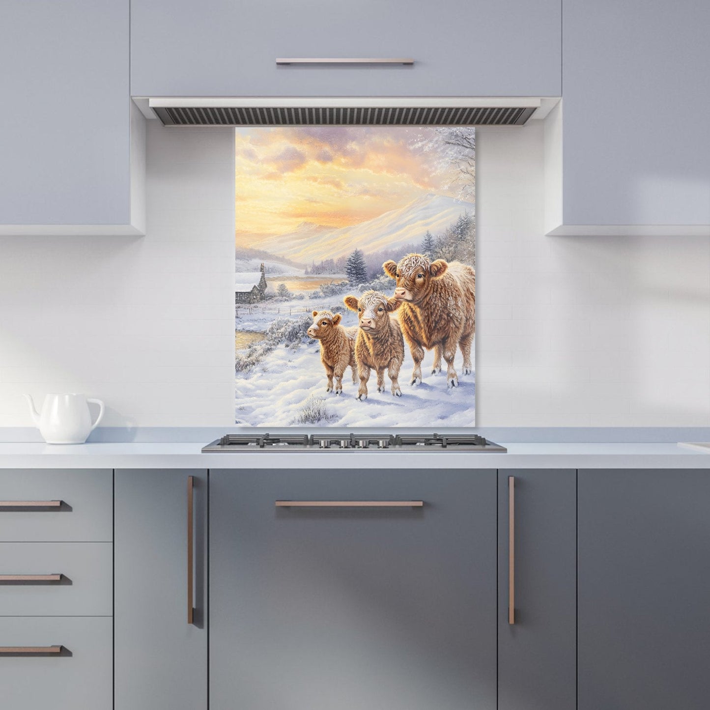 Family Of Highland Cows Kitchen Splashback