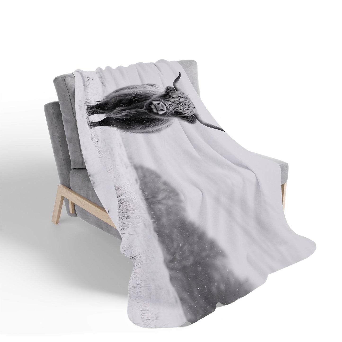 Lone Highland Cow Sherpa Blanket