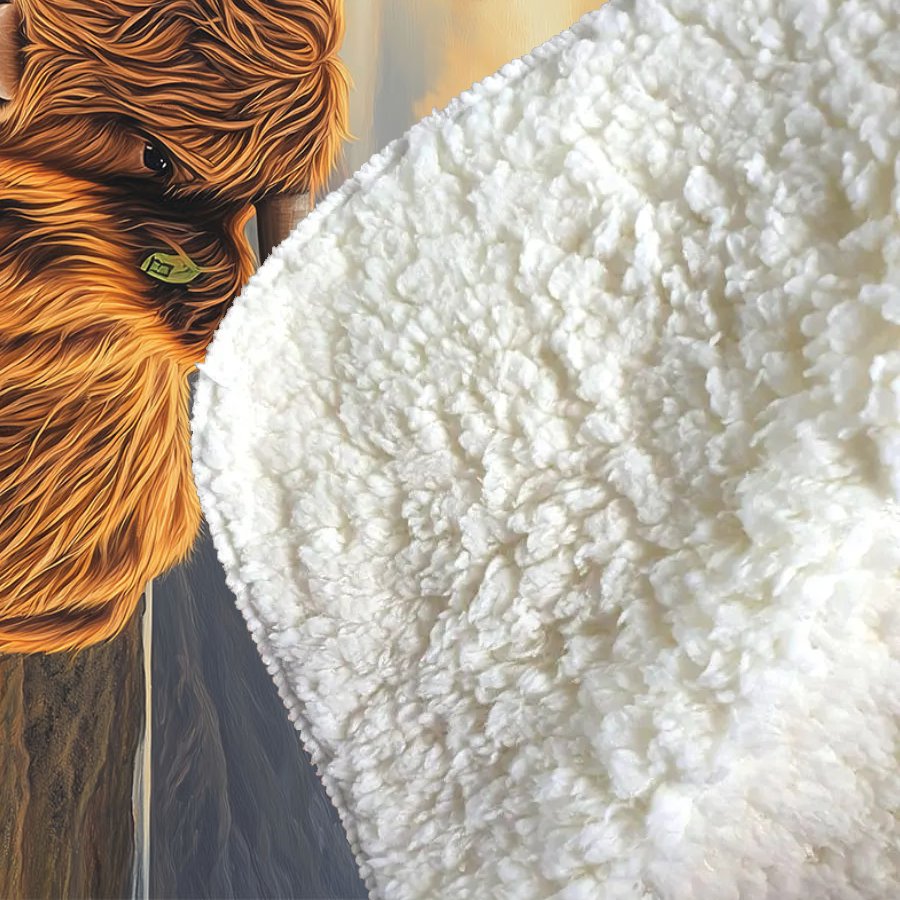 Highland Cow And A Cottage Sherpa Blanket