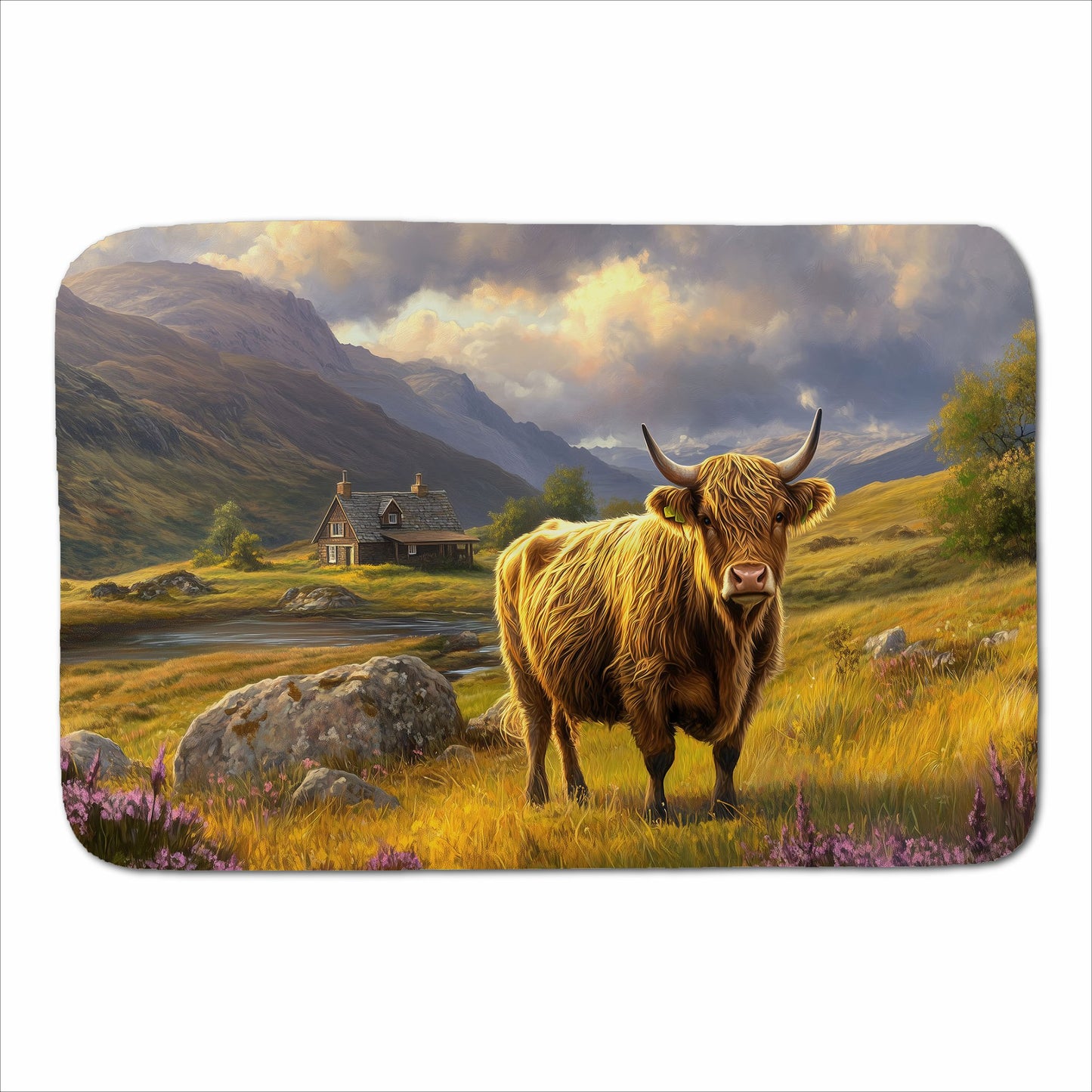 Springtime Highland Cow Sherpa Blanket