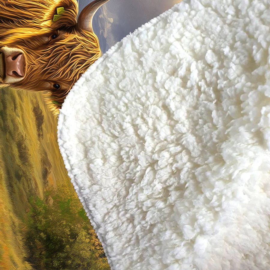 Springtime Highland Cow Sherpa Blanket