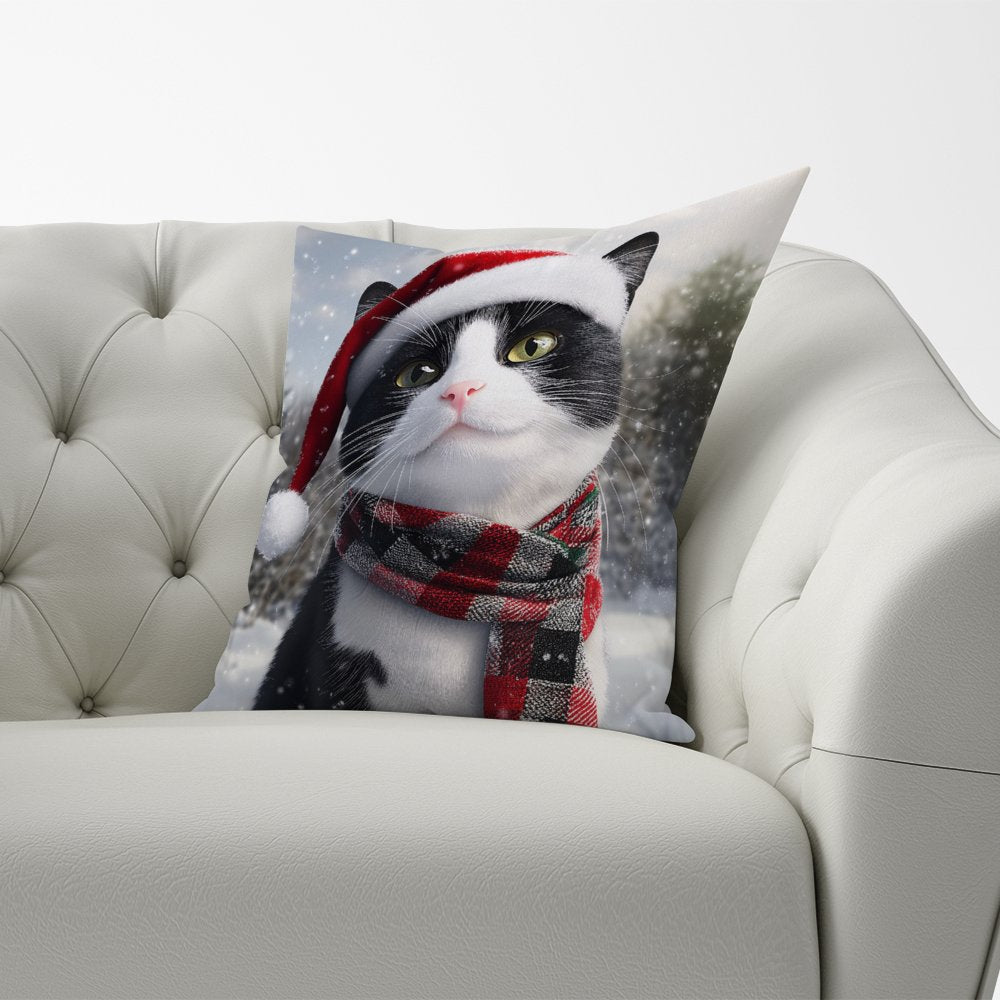 Christmas Black Cat Cushion