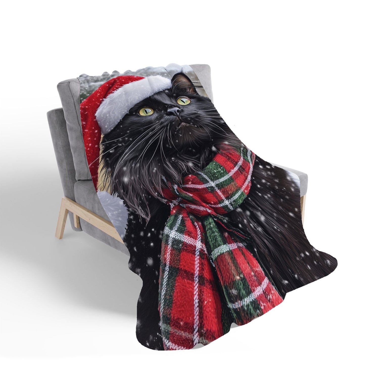 Snowy Christmas Maine Coon Sherpa Blanket