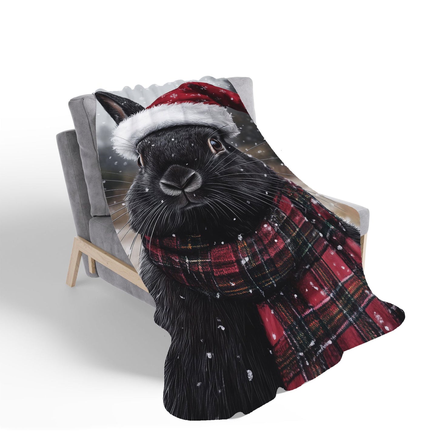 Christmas Black Rabbit Sherpa Blanket