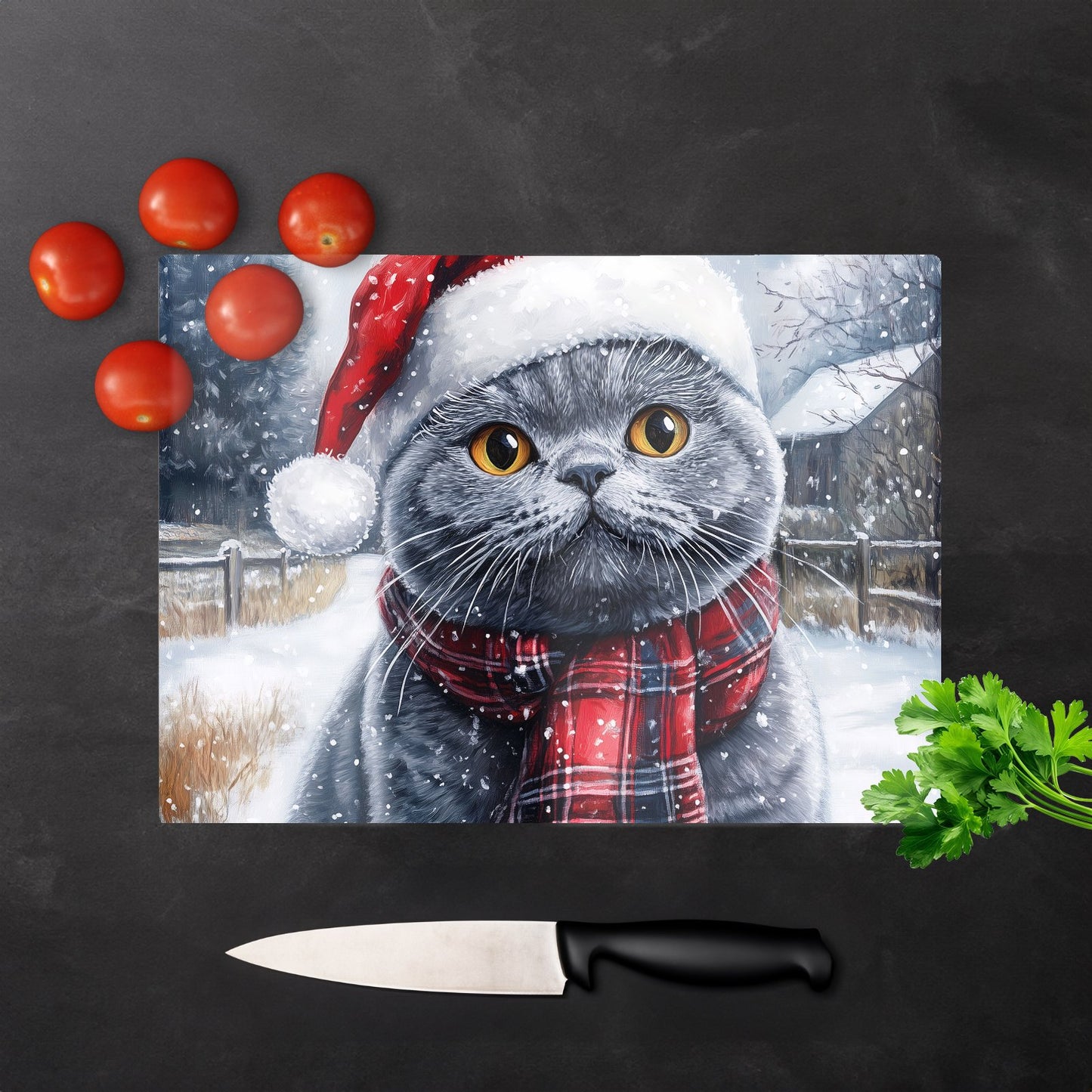 Christmas British Blue Glass Chopping Board