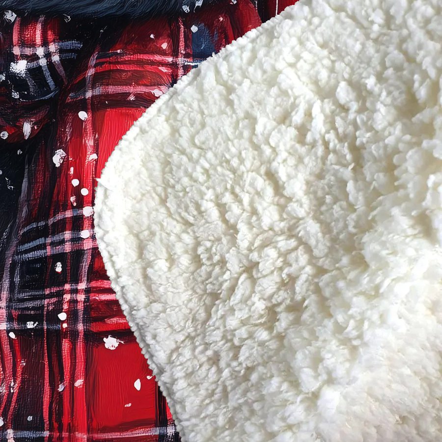 Christmas British Blue Sherpa Blanket