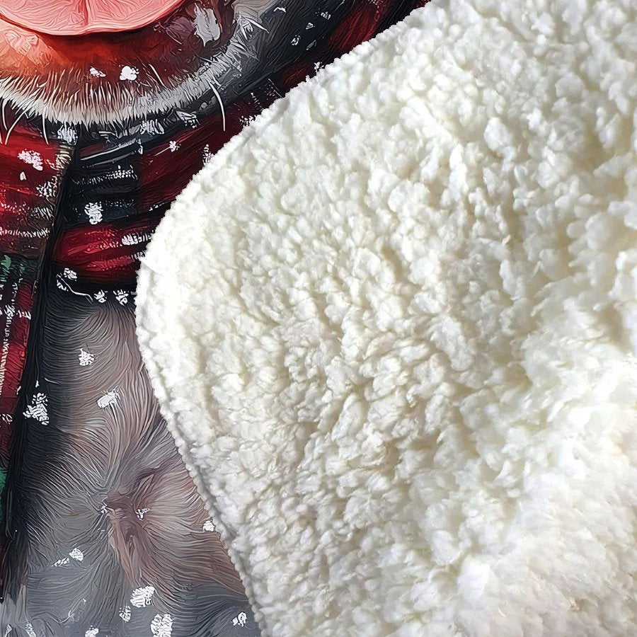 Snowy Christmas English Bull Terrier Sherpa Blanket