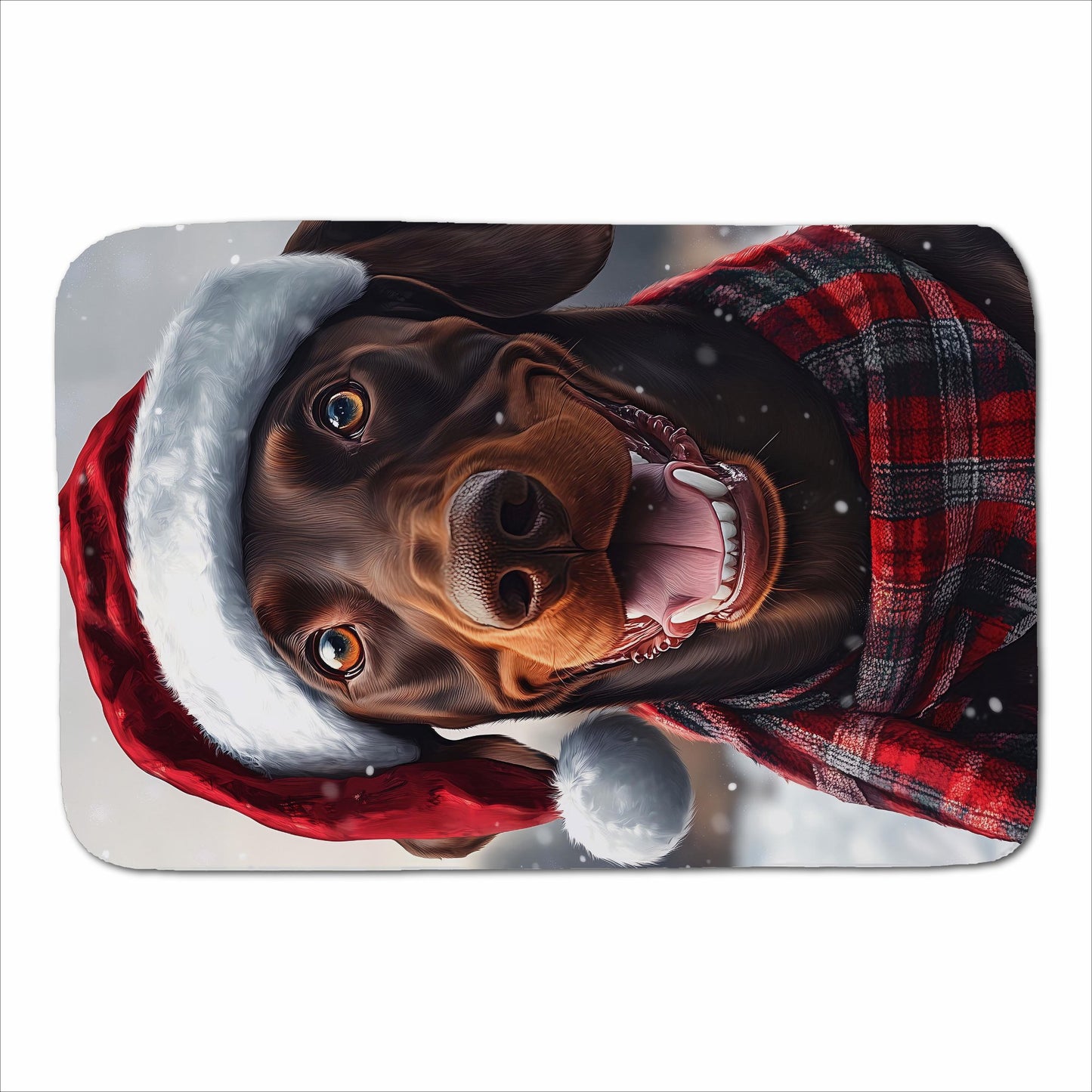 Snowy Christmas Brown Doberman Sherpa Blanket
