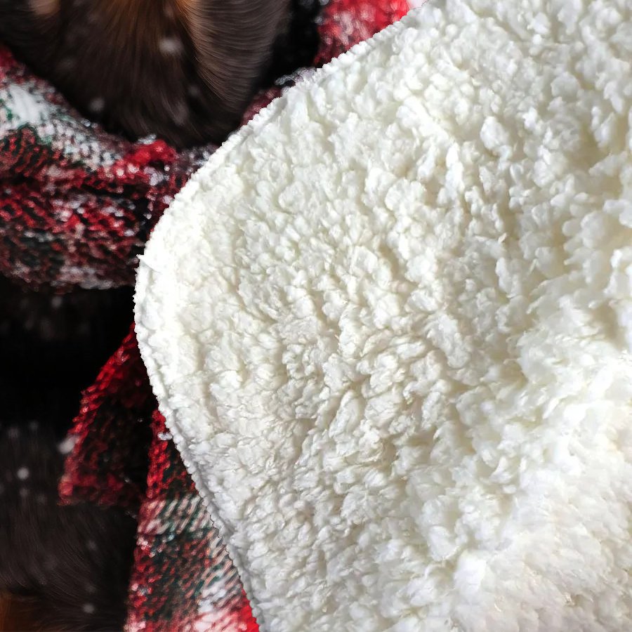 Snowy Christmas Brown Doberman Dog Sherpa Blanket