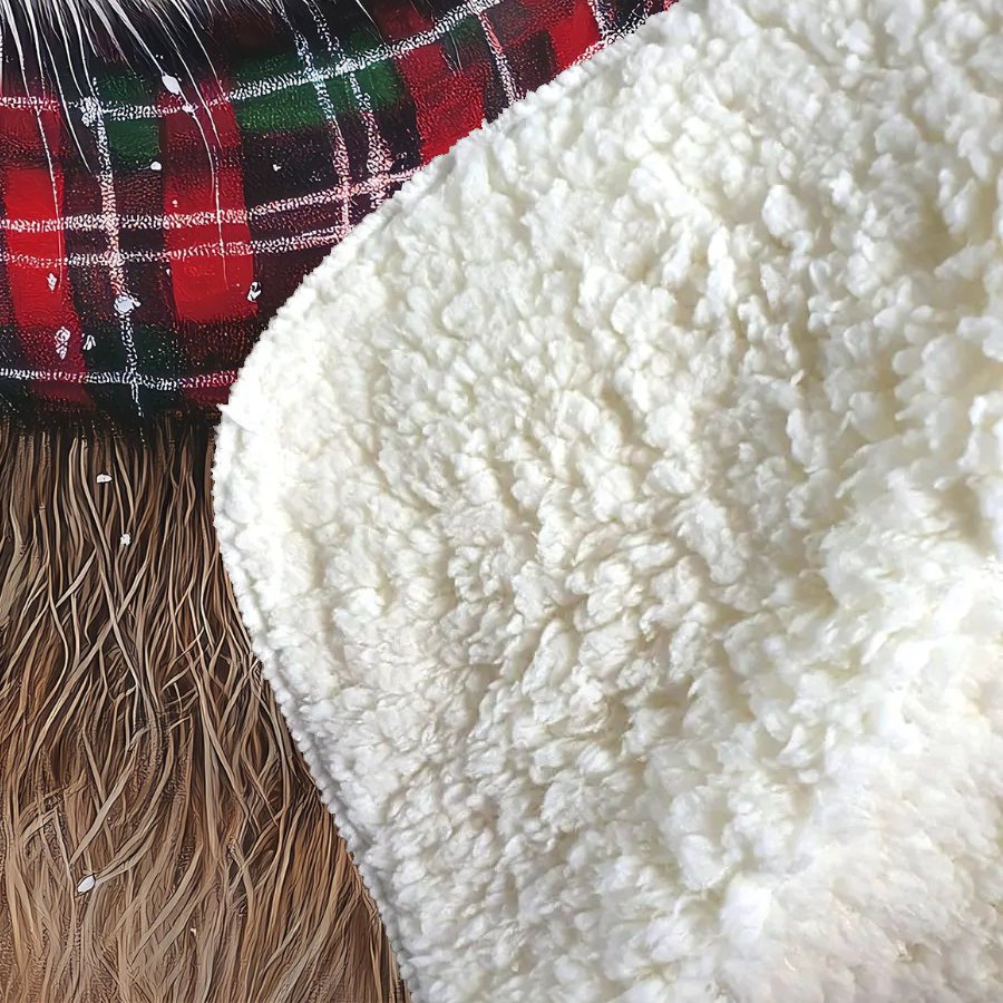 Snowy Christmas Brown Rabbit Sherpa Blanket