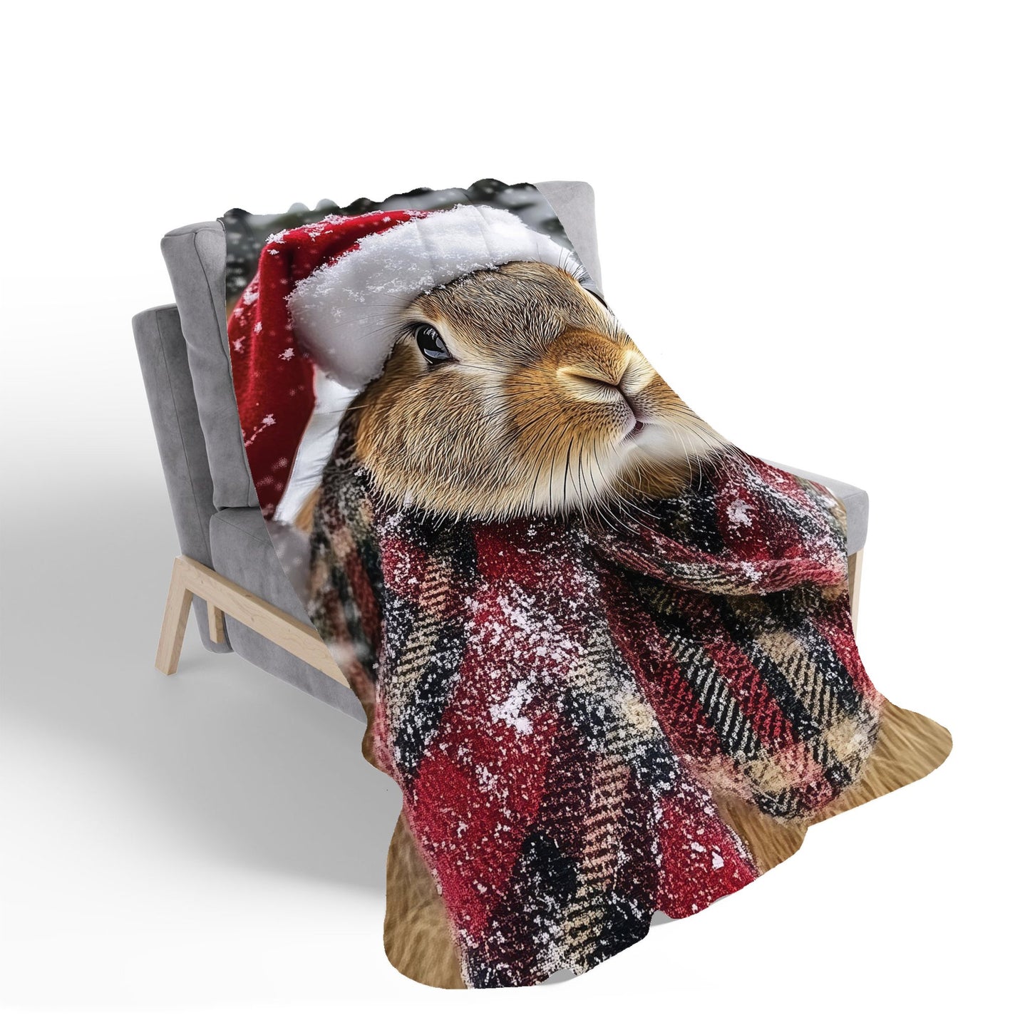 Christmas Brown Rabbit Sherpa Blanket