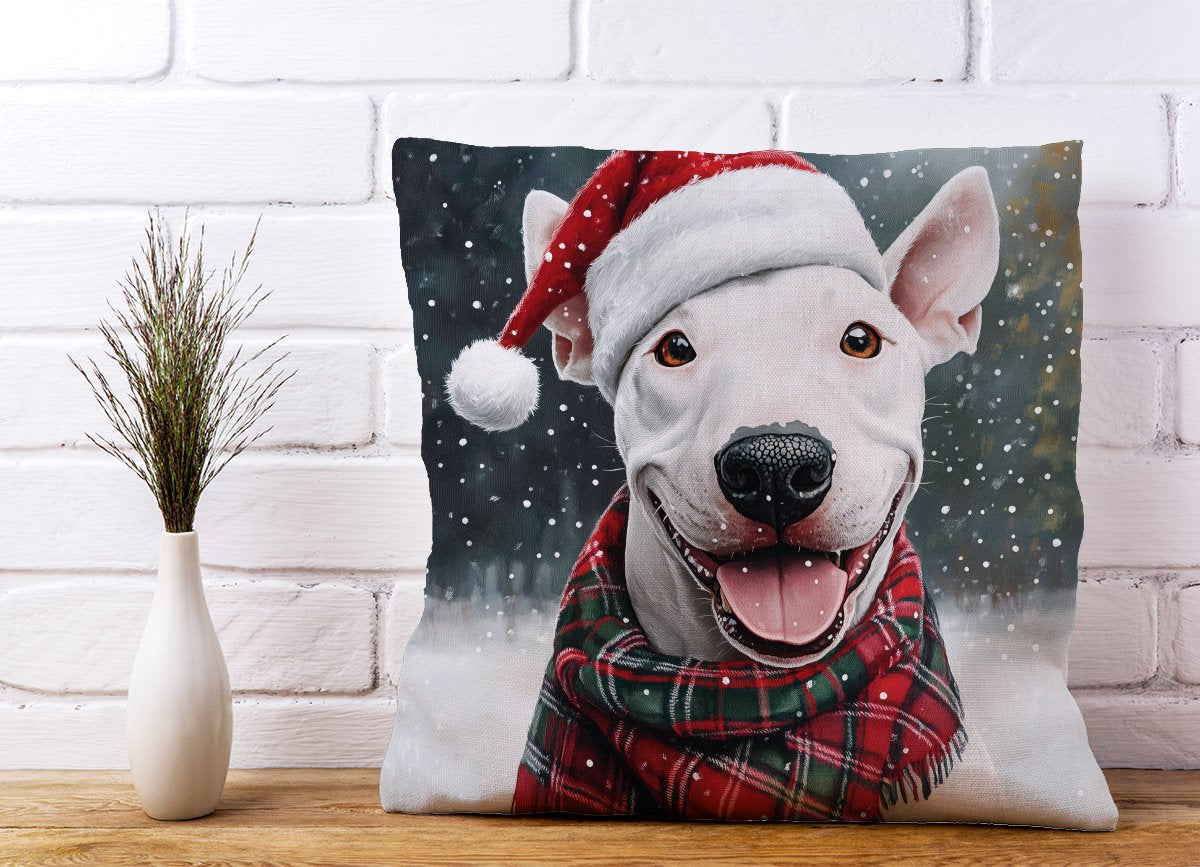 Christmas English Bull Terrier Dog Cushion