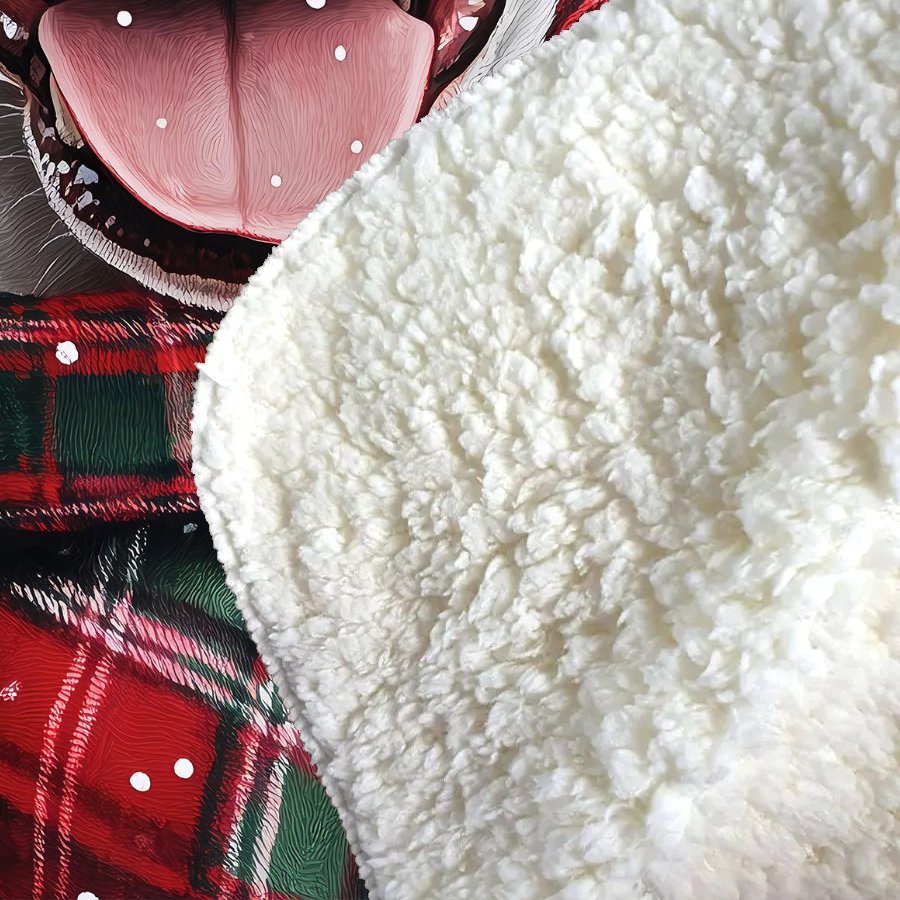 Christmas English Bull Terrier Dog Sherpa Blanket