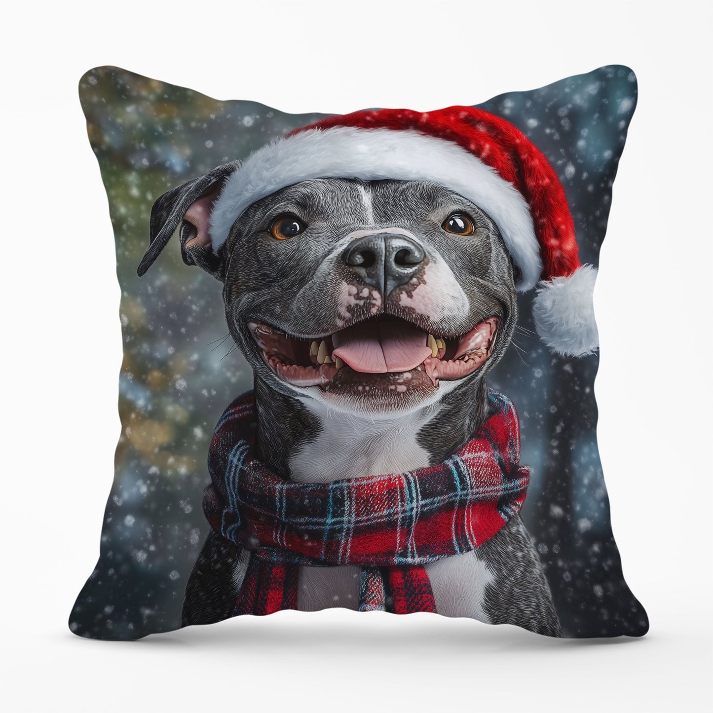 Christmas Staffordshire Bull Terrier Dog Cushion