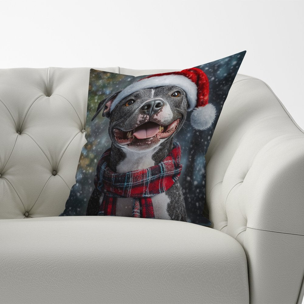 Christmas Staffordshire Bull Terrier Dog Cushion