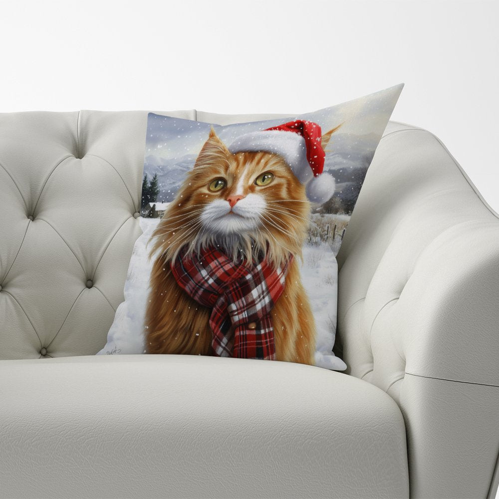 Christmas Ginger Cat Cushion