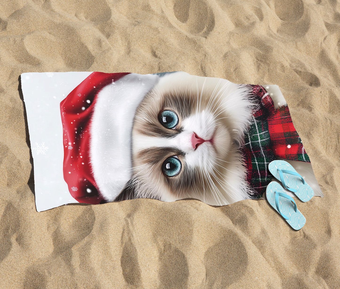 Christmas Ragdoll Beach Towel