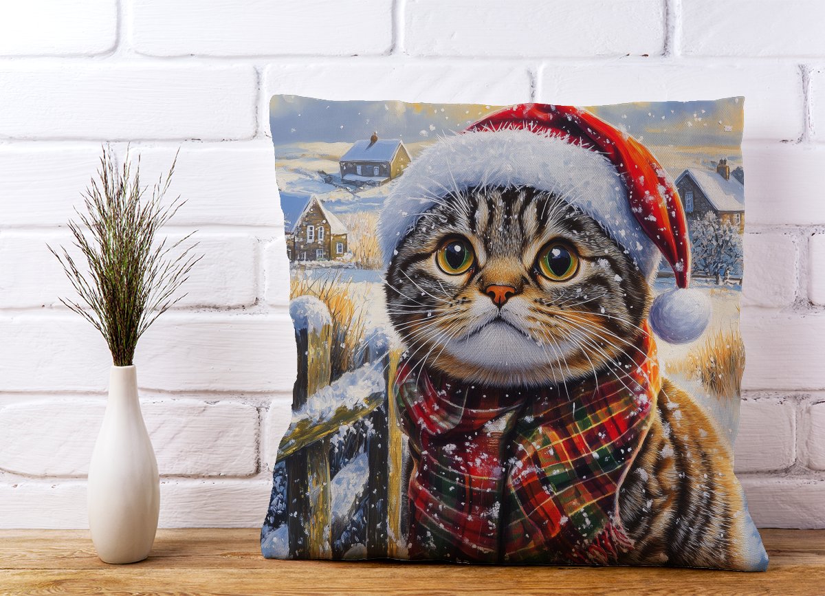 Christmas Scottish Fold Cat Cushion