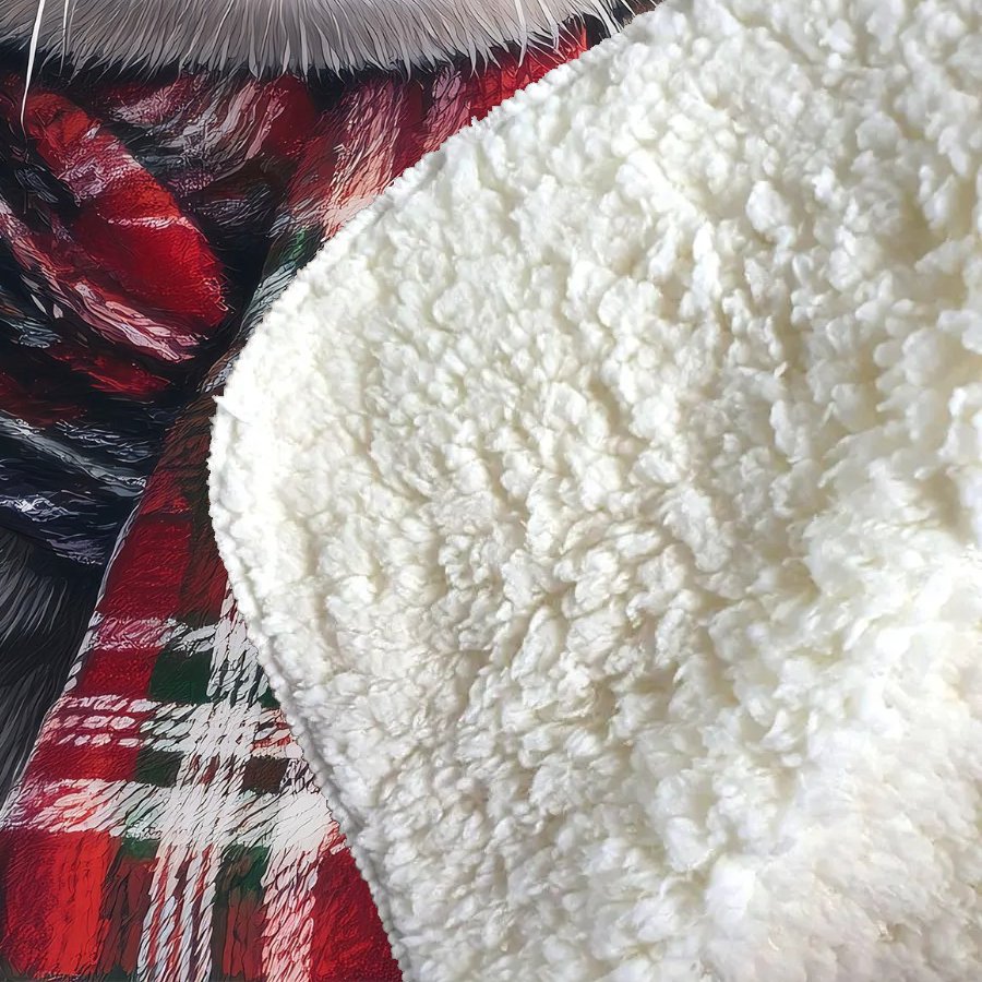Snowy Christmas Scottish Fold Cat Sherpa Blanket