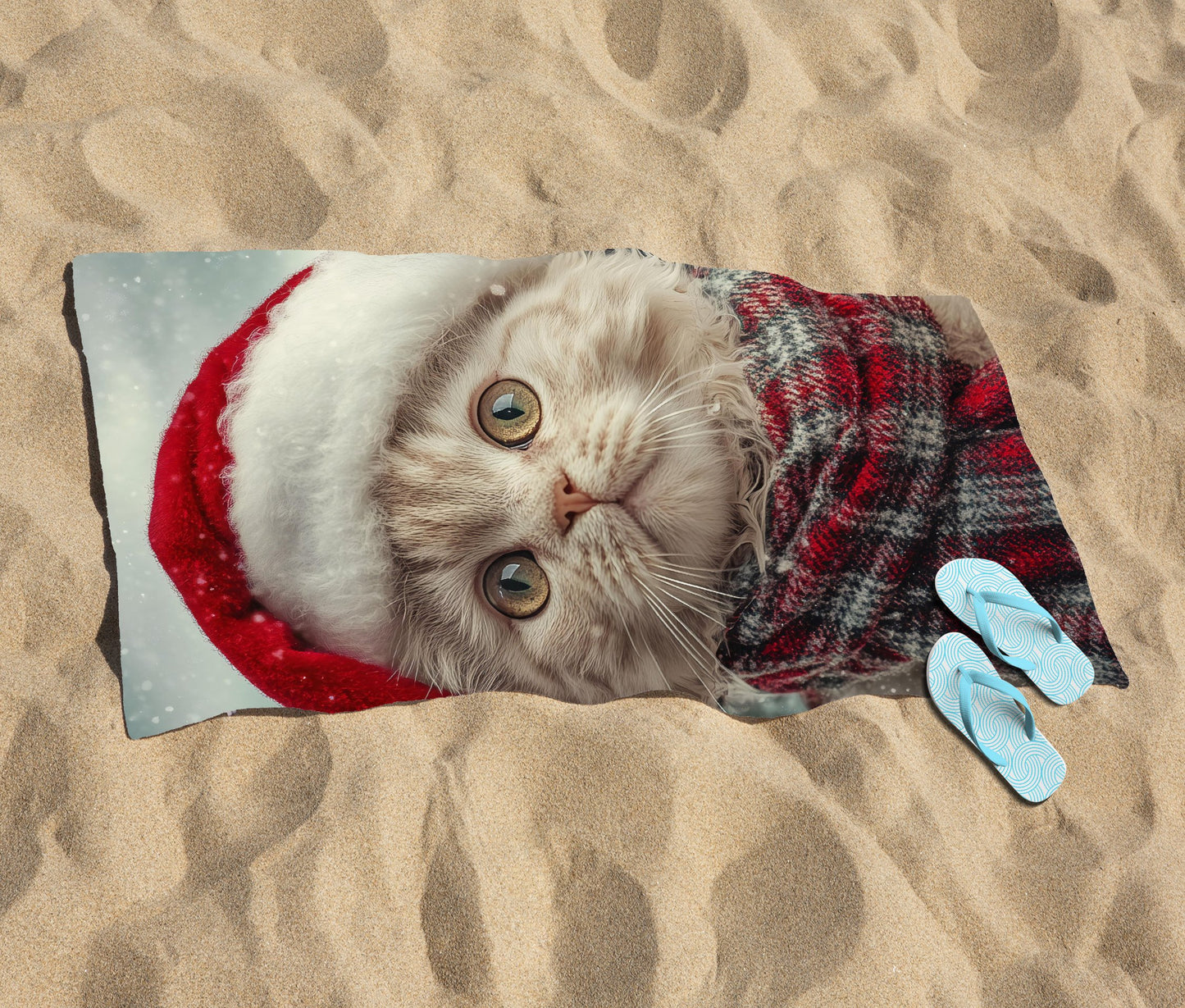 Christmas Selkirk Rex Beach Towel