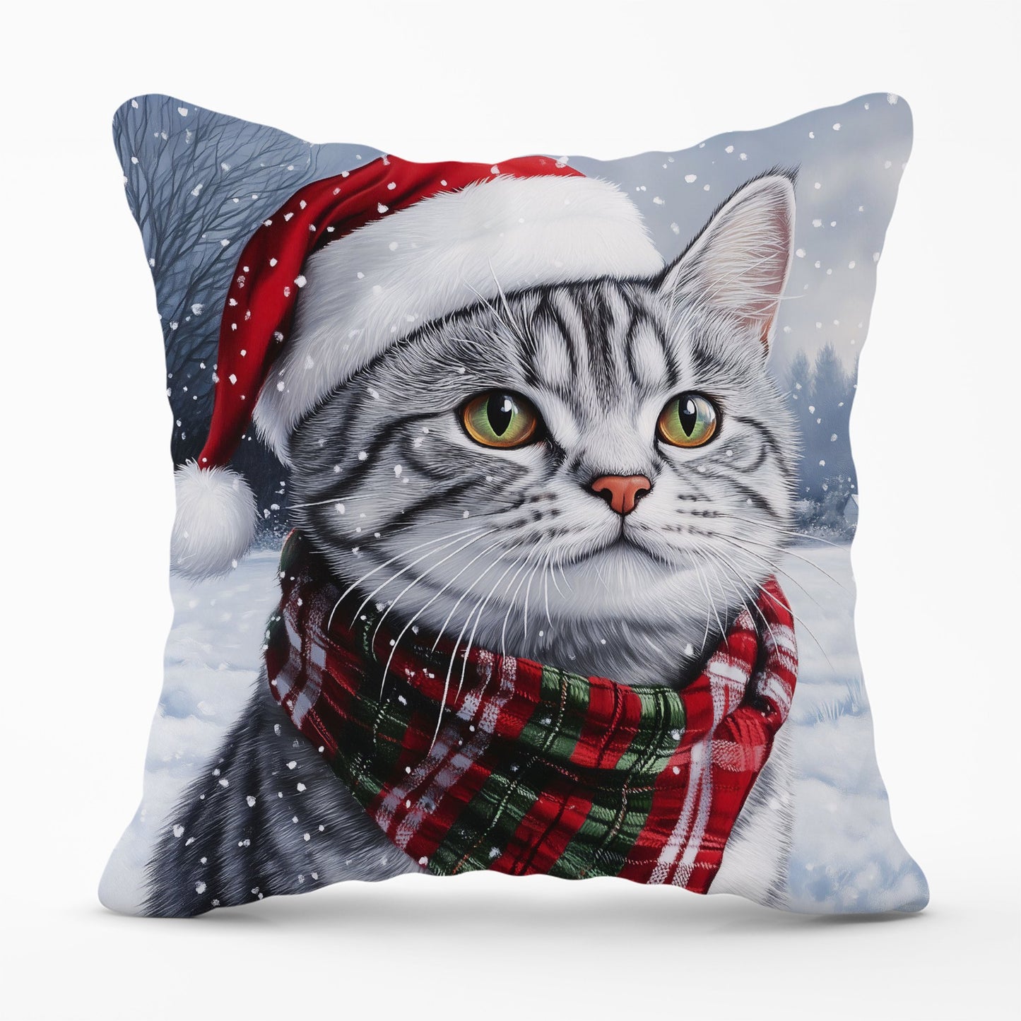 Christmas Silver Tabby Cushion