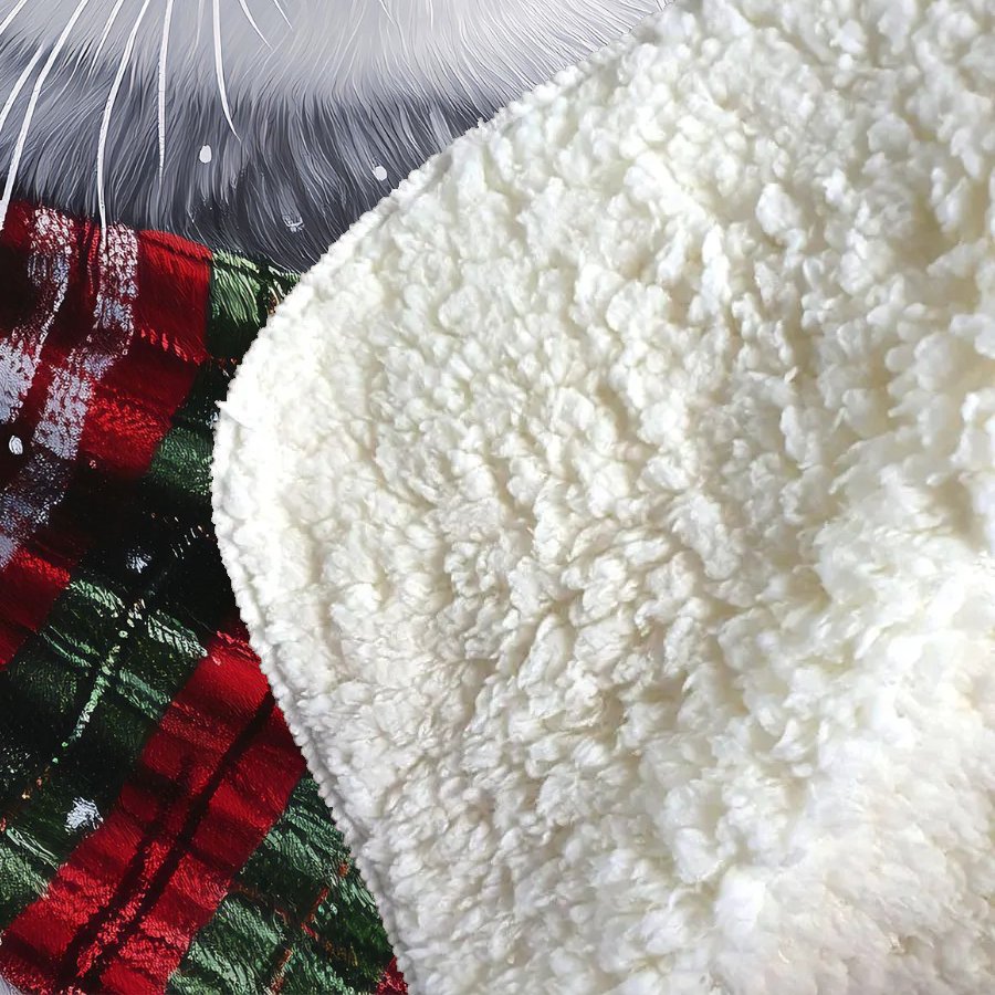 Christmas Silver Tabby Sherpa Blanket