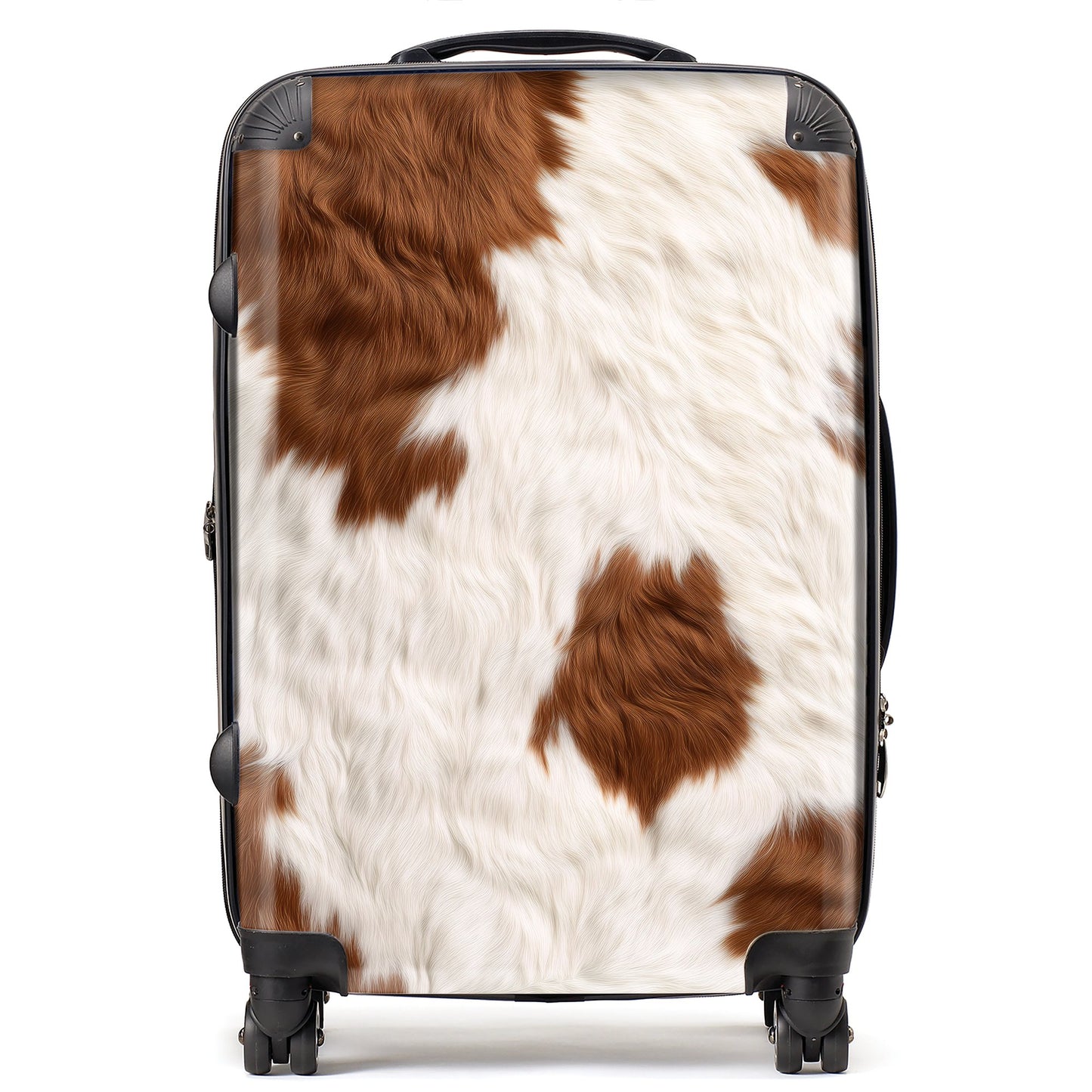 Brown And White Cow Hide Print Suitcase