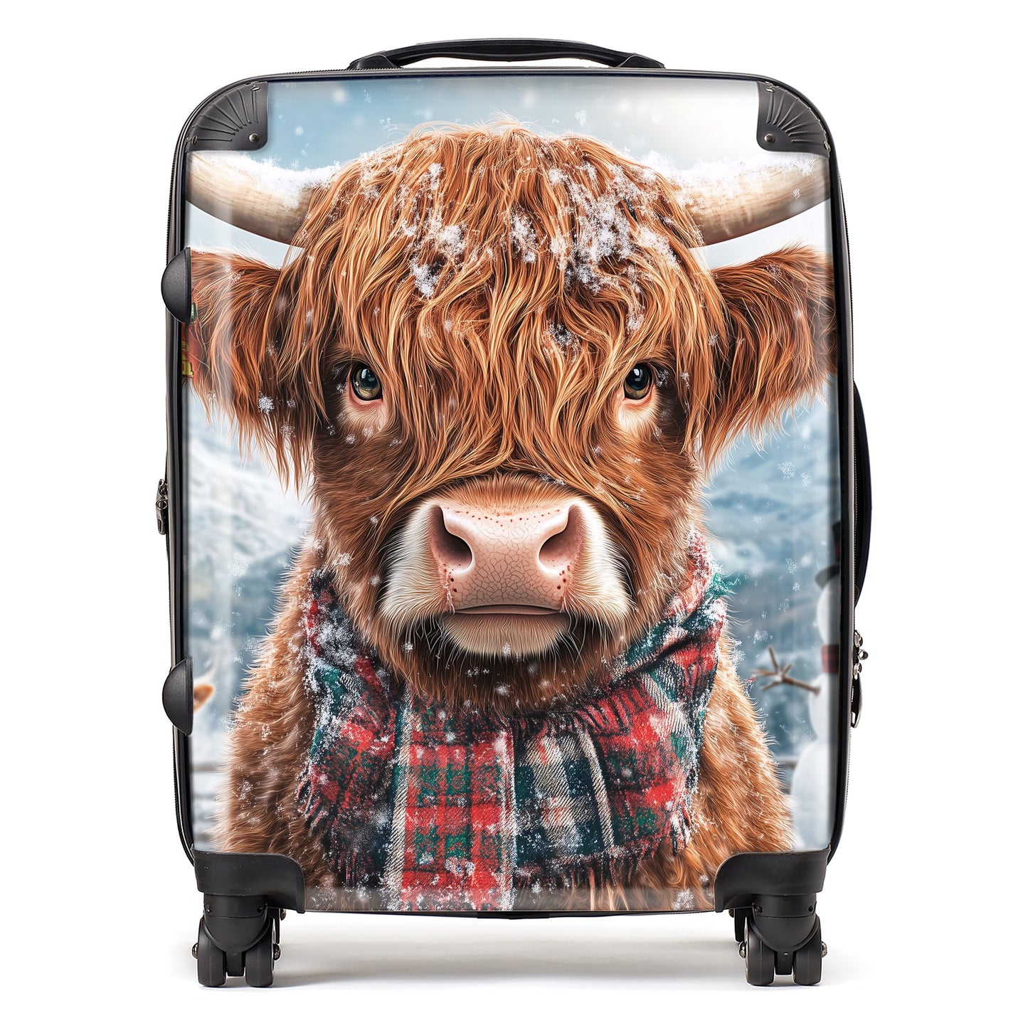 Snowy Highland Cow Suitcase