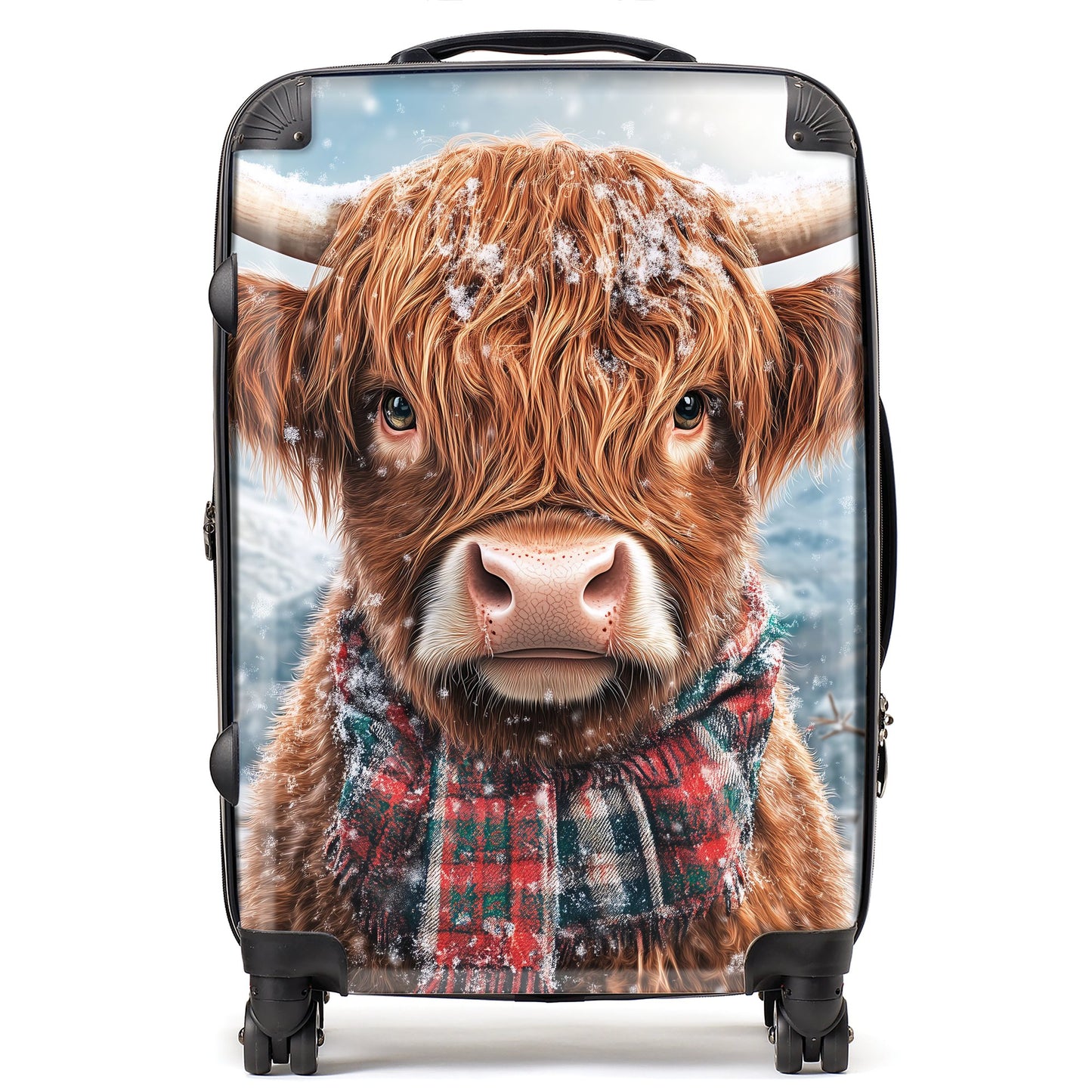 Snowy Highland Cow Suitcase