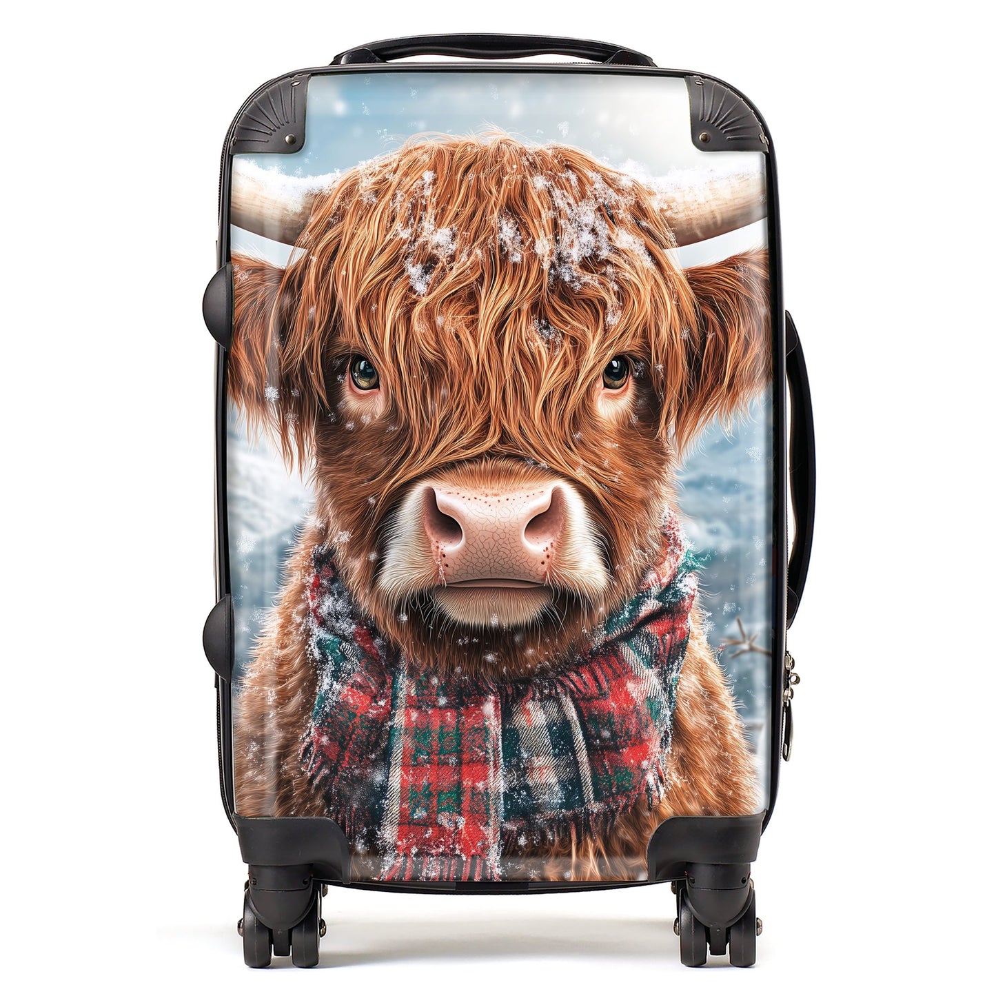 Snowy Highland Cow Suitcase