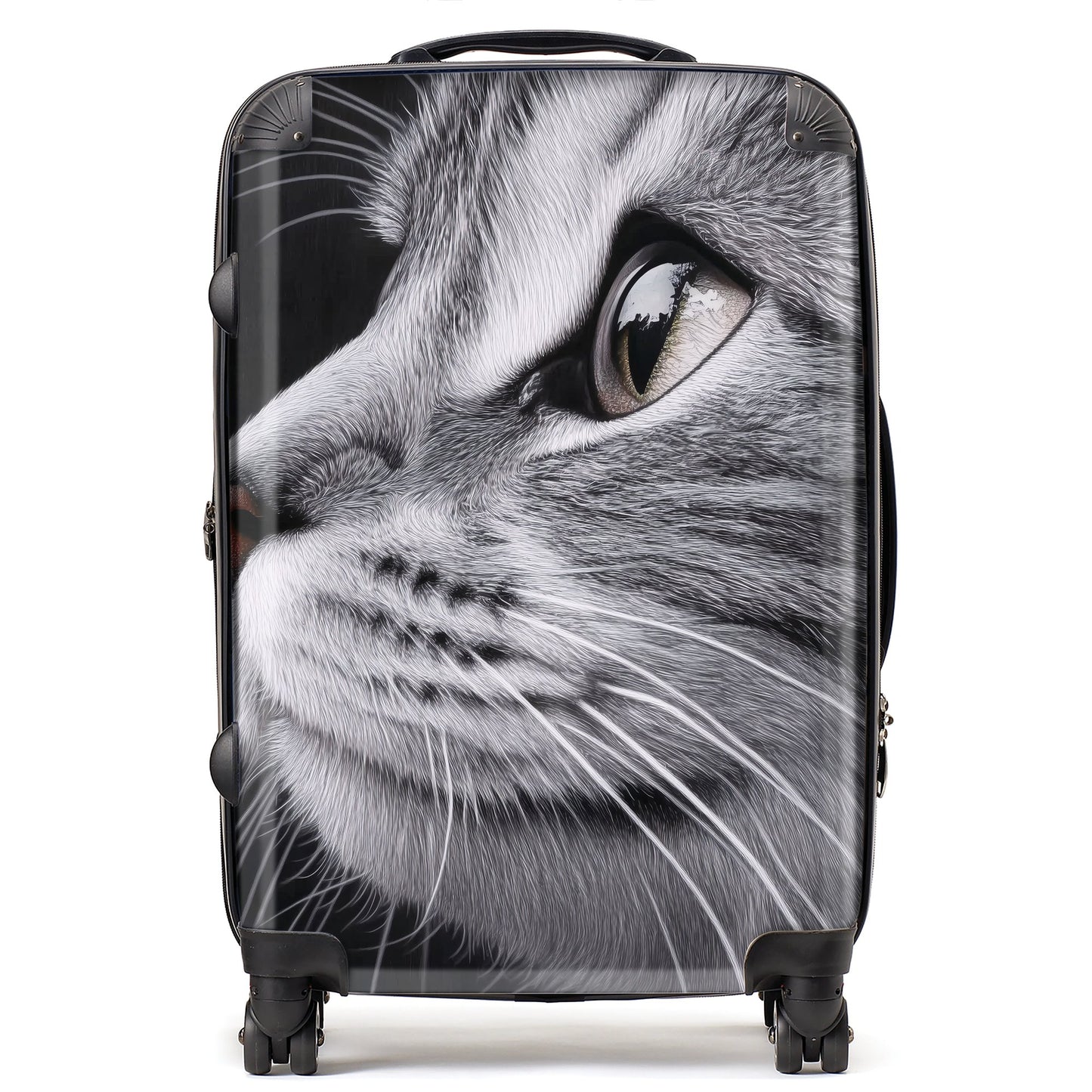 Silver Tabby Cat Face Suitcase