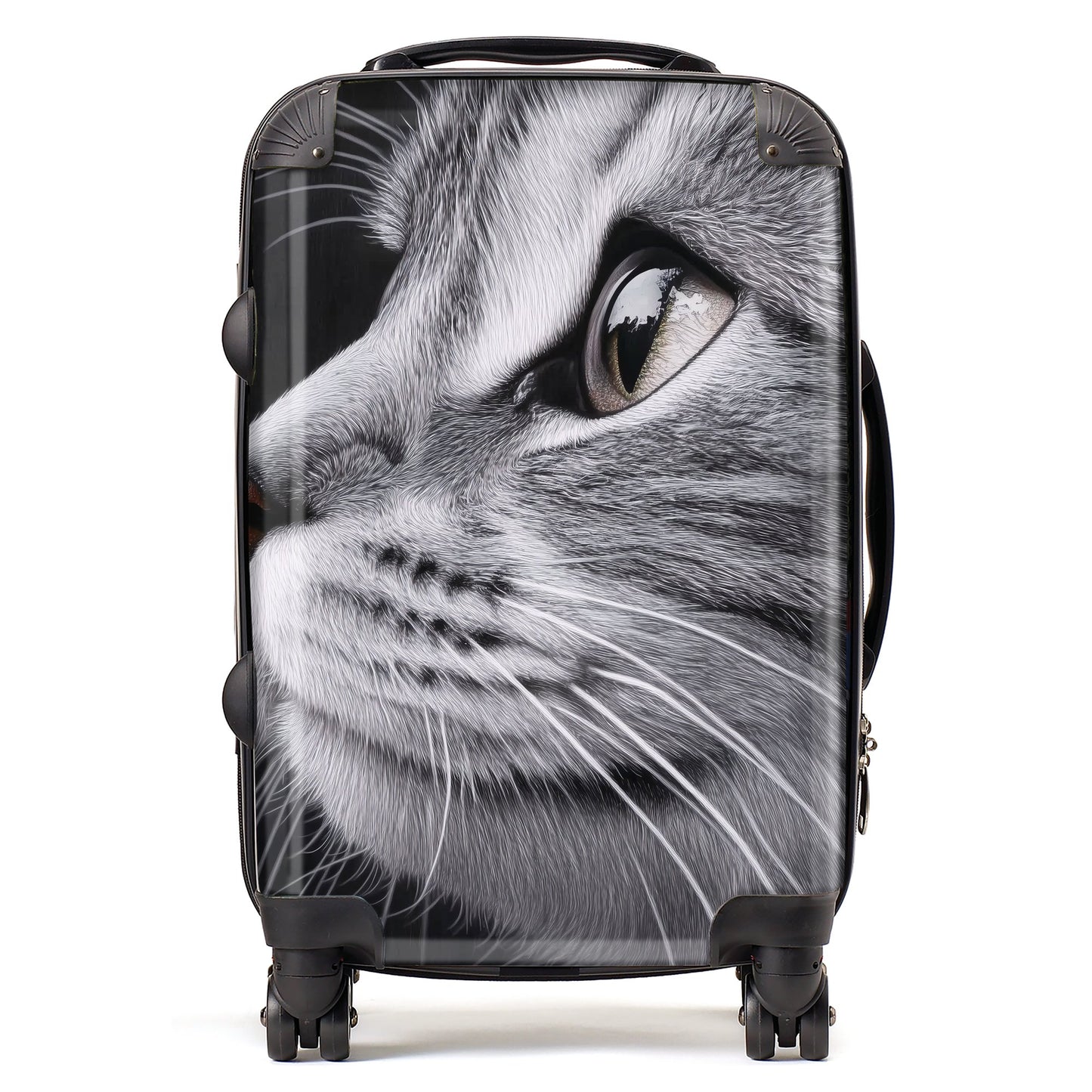 Silver Tabby Cat Face Suitcase