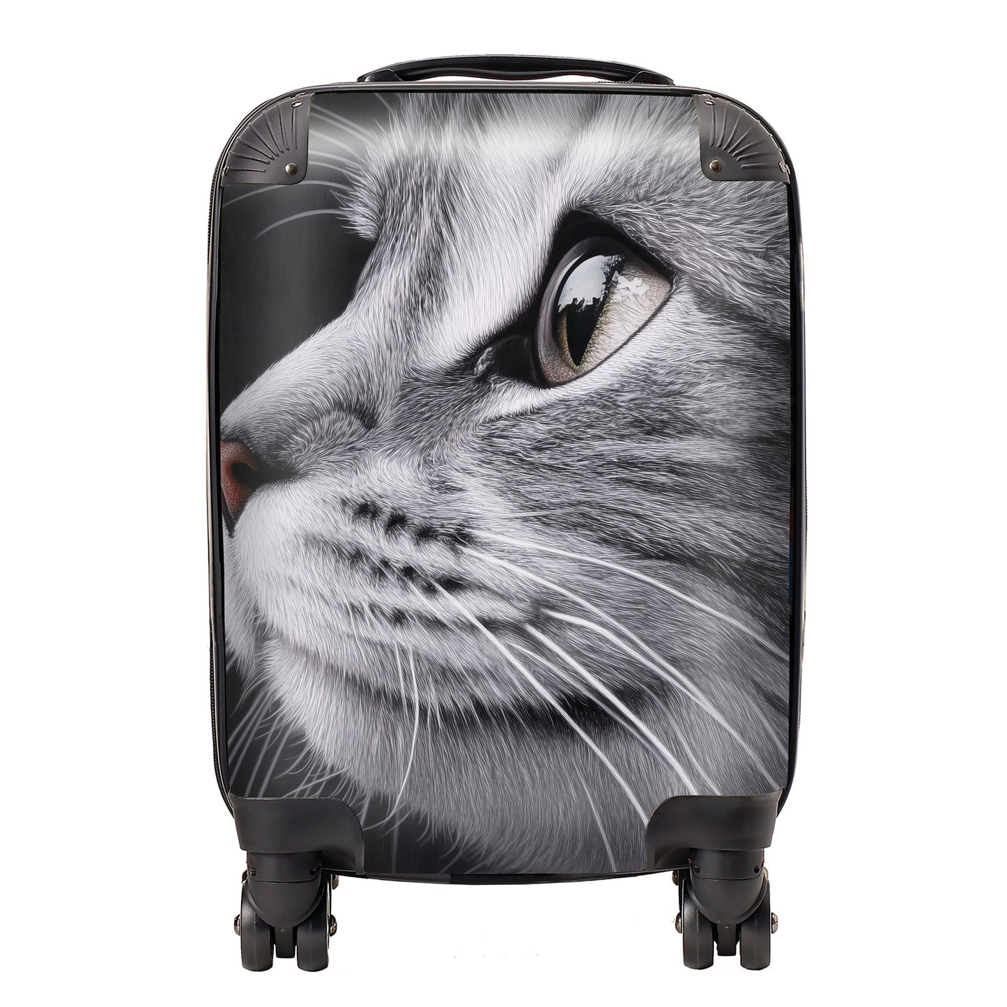 Silver Tabby Cat Face Suitcase