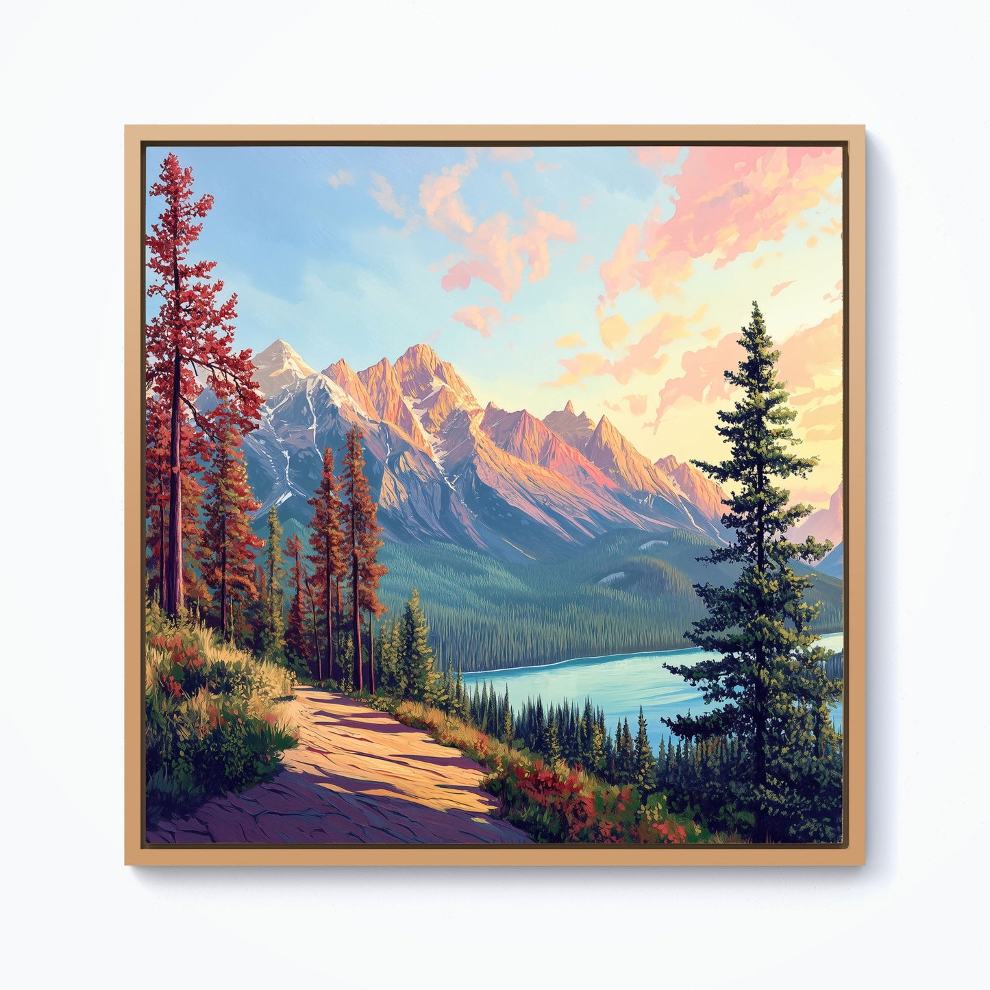 A Walk Through The Mountains Framed Canvas