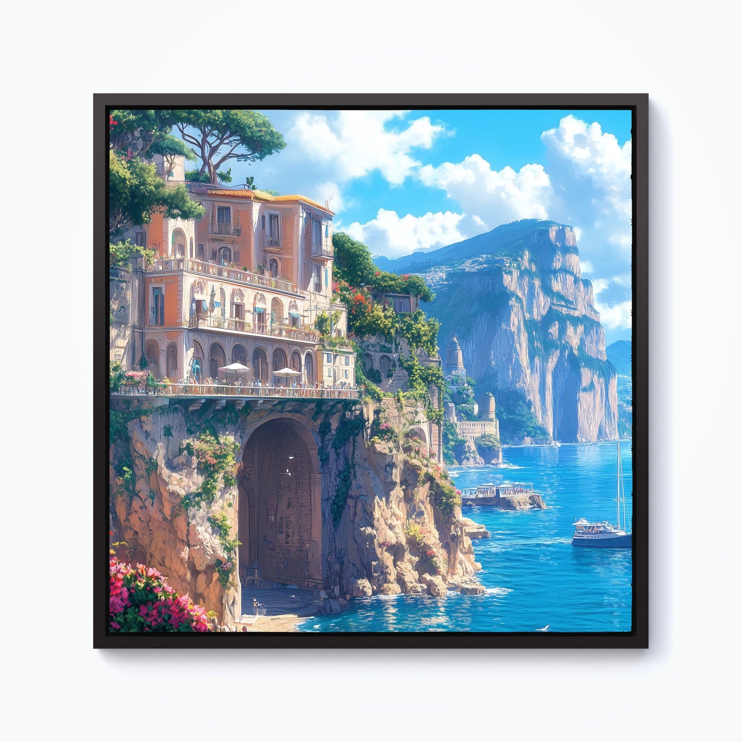 Sorrento By The Sea Framed Canvas