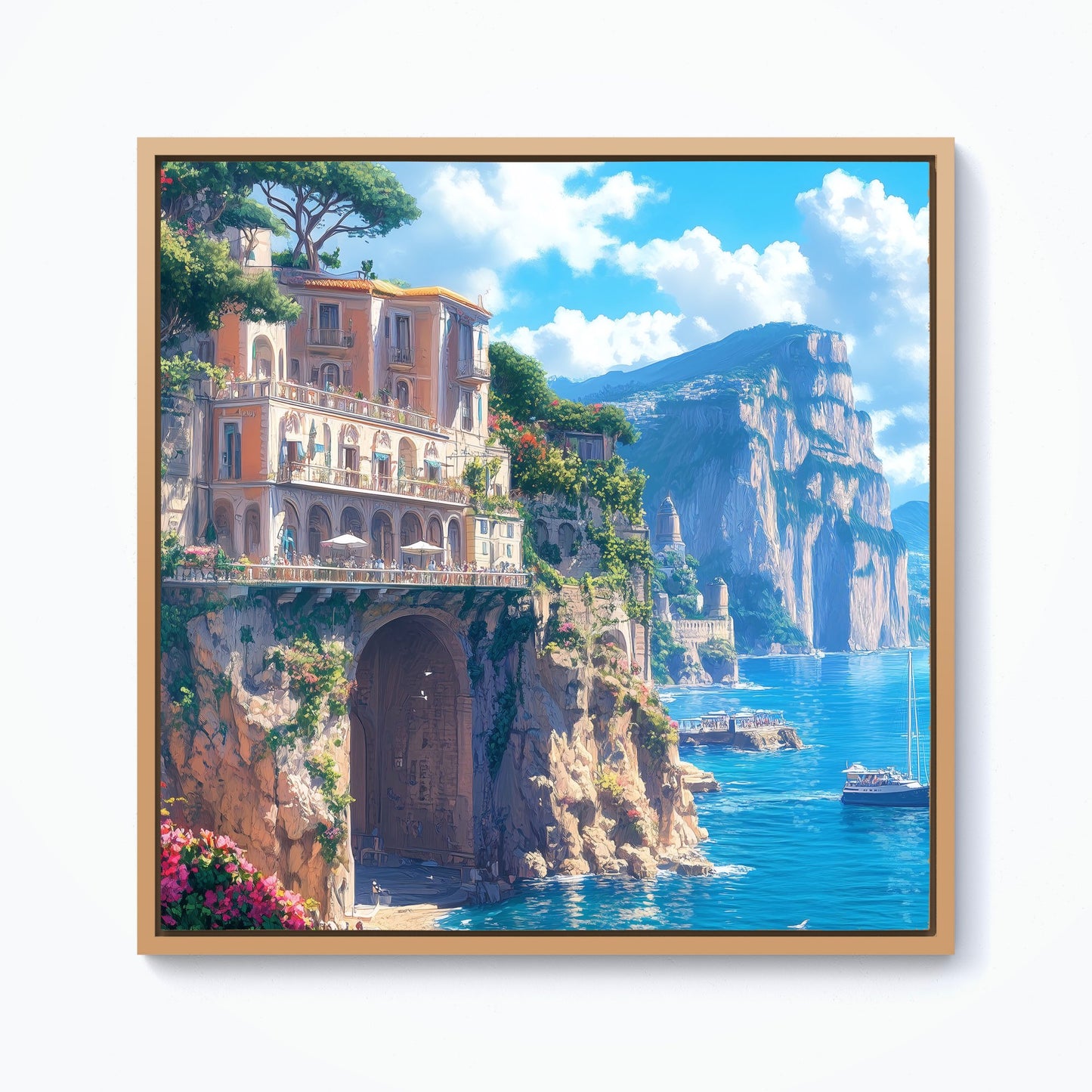 Sorrento By The Sea Framed Canvas