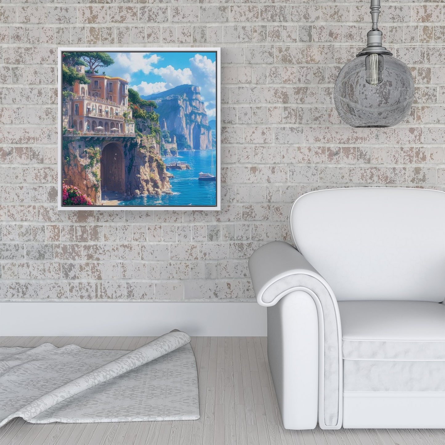 Sorrento By The Sea Framed Canvas