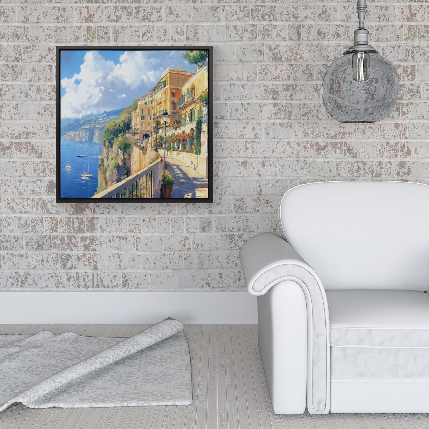Romantic Walk In Sorrento Framed Canvas