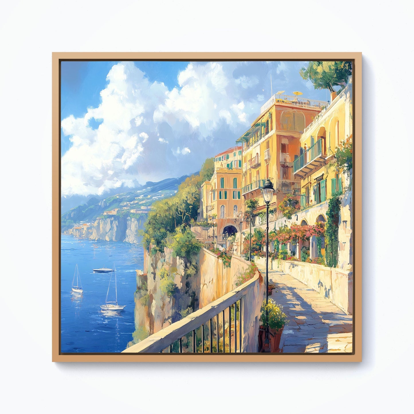 Romantic Walk In Sorrento Framed Canvas