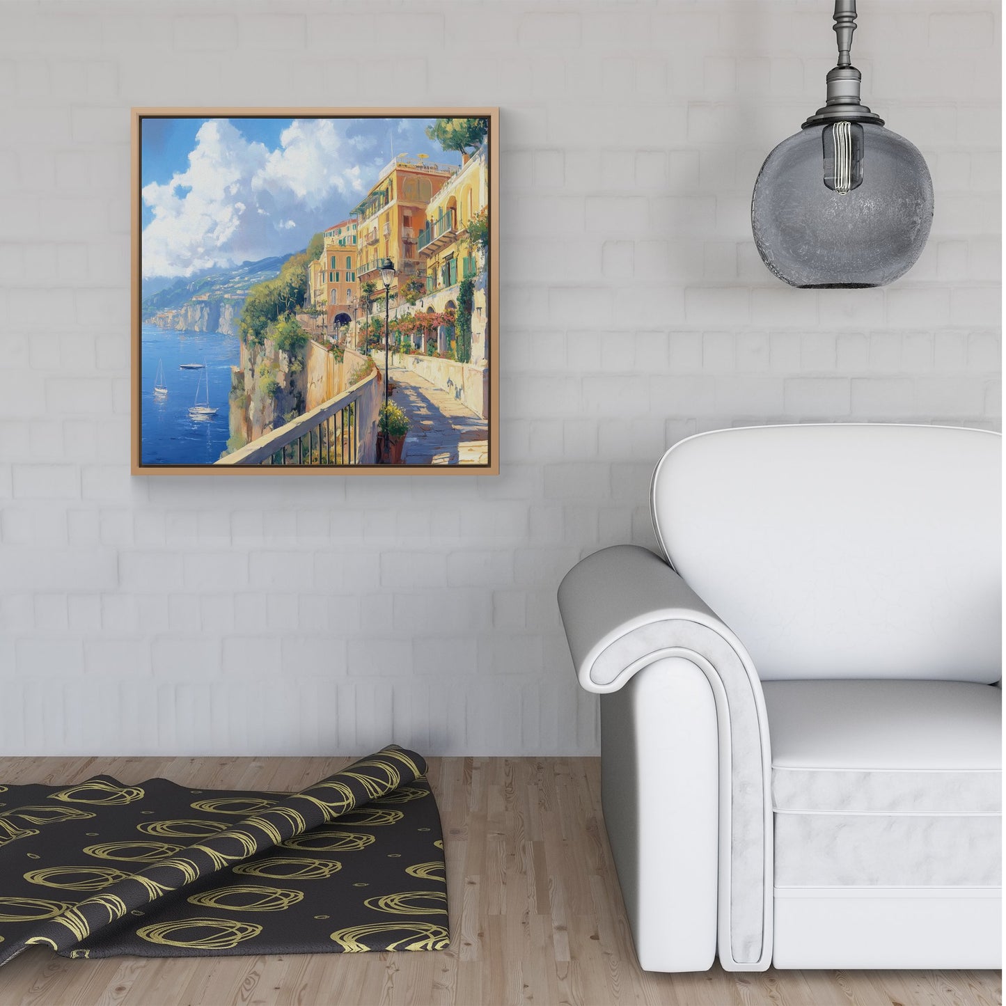 Romantic Walk In Sorrento Framed Canvas