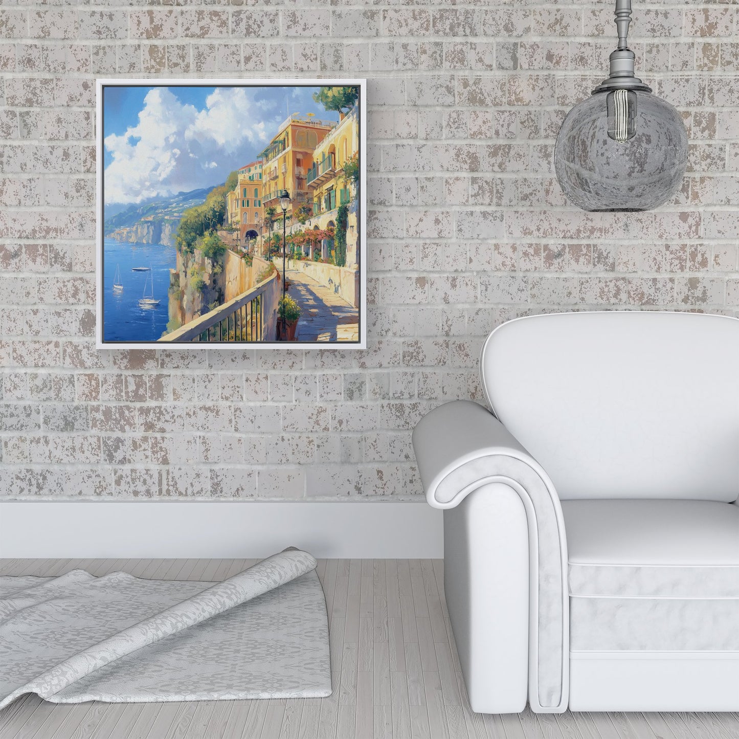 Romantic Walk In Sorrento Framed Canvas