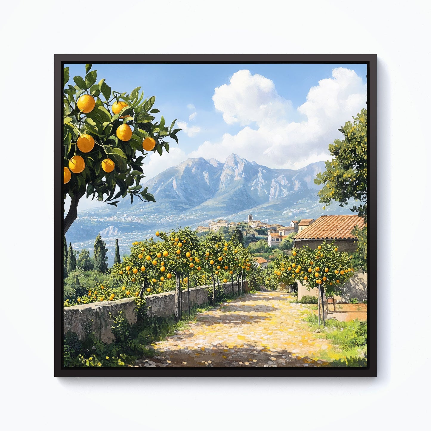 Lemon Trees In Sorrento Framed Canvas