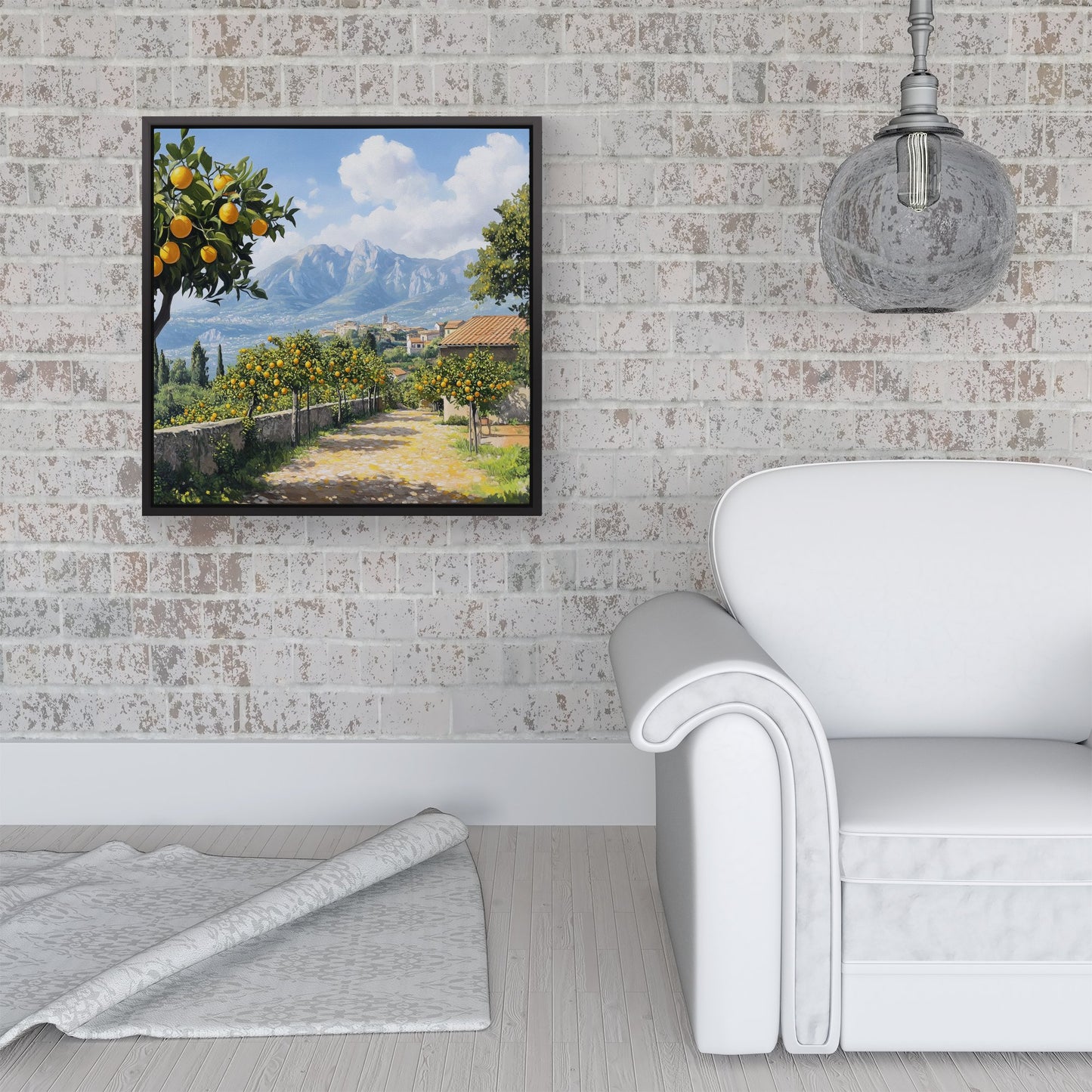 Lemon Trees In Sorrento Framed Canvas