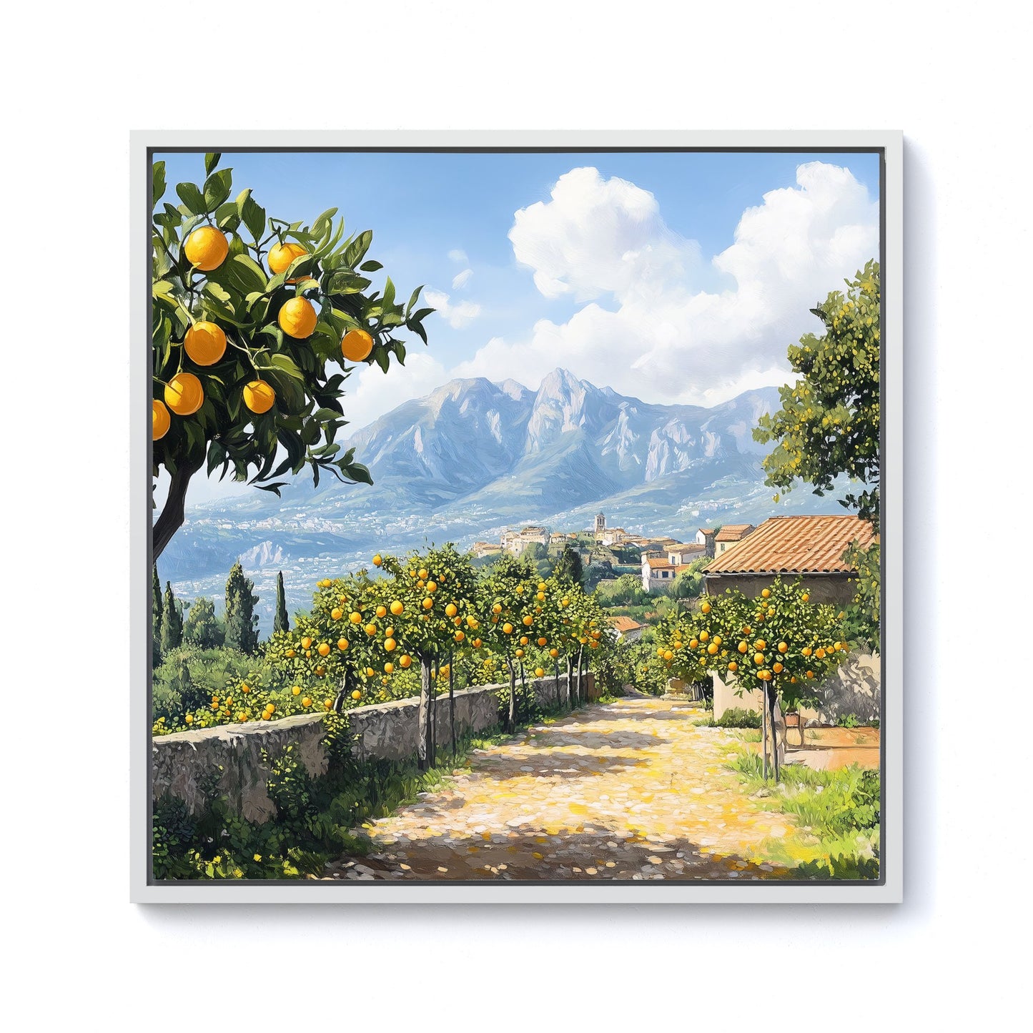 Lemon Trees In Sorrento Framed Canvas