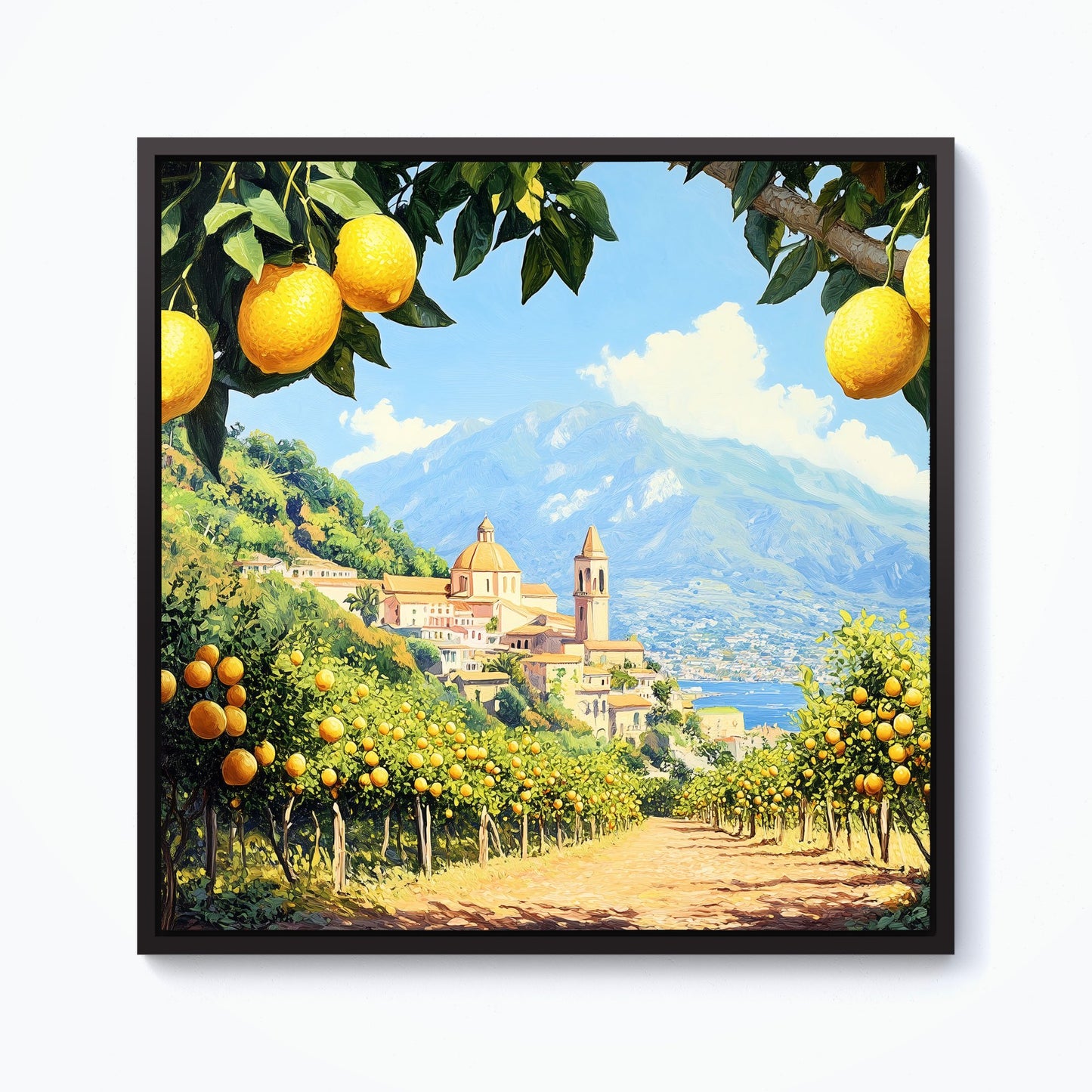 Walking Through Lemons In Sorrento Framed Canvas