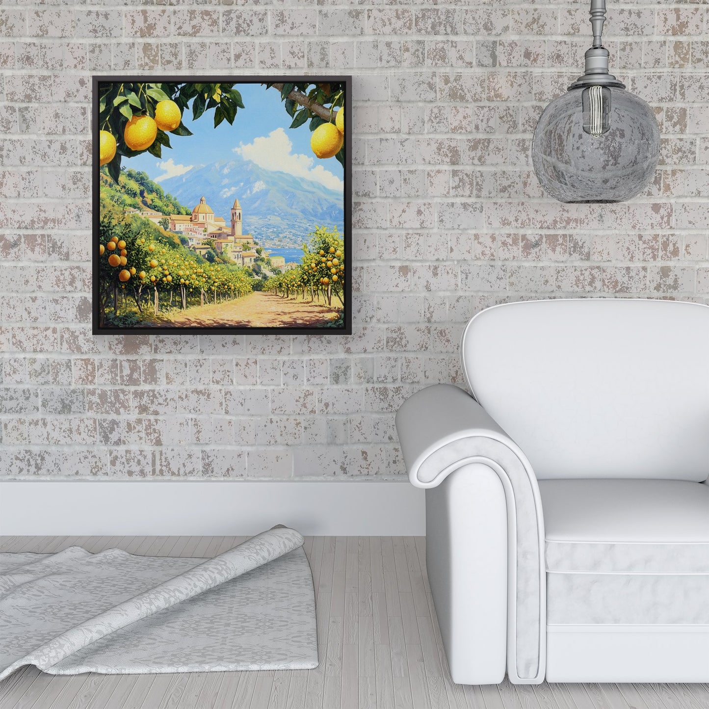 Walking Through Lemons In Sorrento Framed Canvas