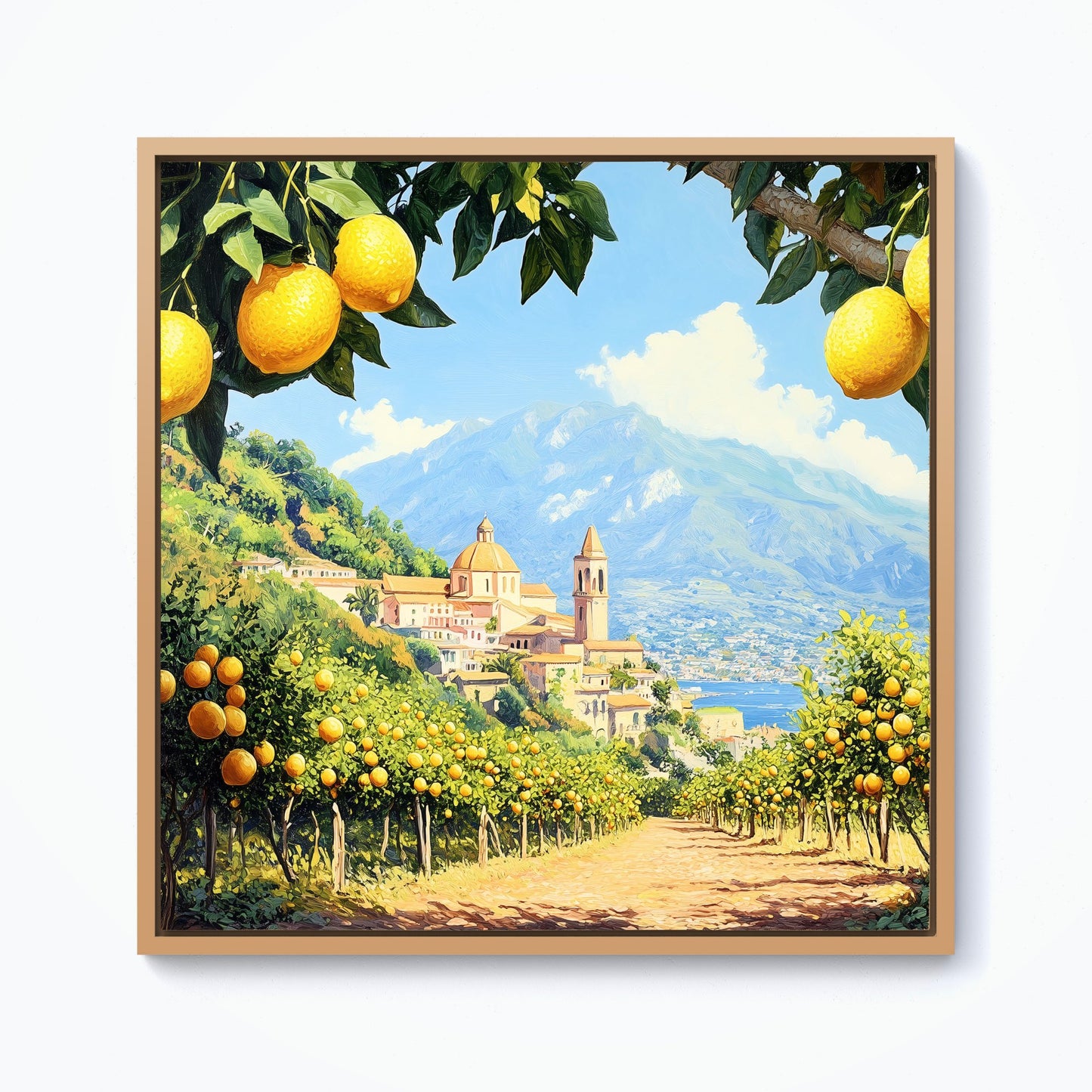 Walking Through Lemons In Sorrento Framed Canvas